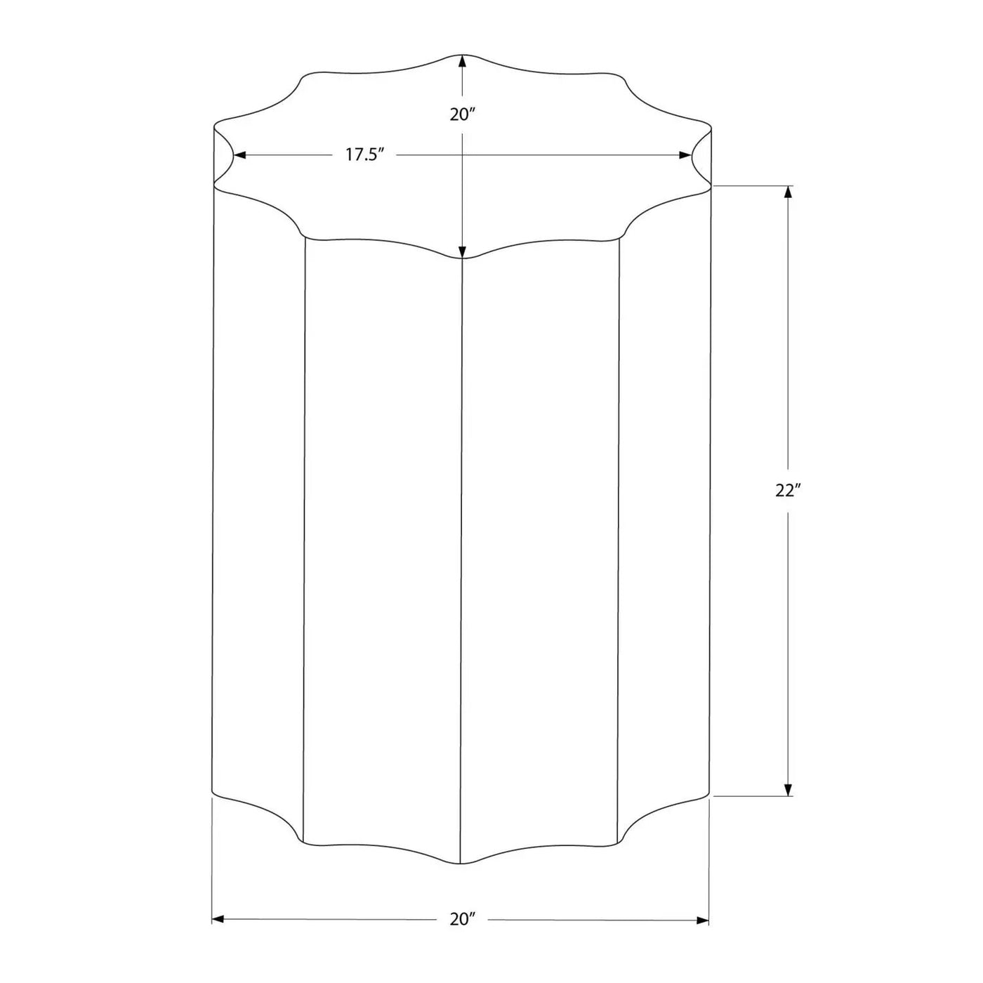 Drum Accent Side Table, Stylish Scalloped Design by Unique Piece Furniture