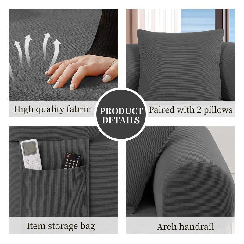 Spring Sofa with High-Quality Fabric, Pillows & Storage - Gray by HouseOfZazla