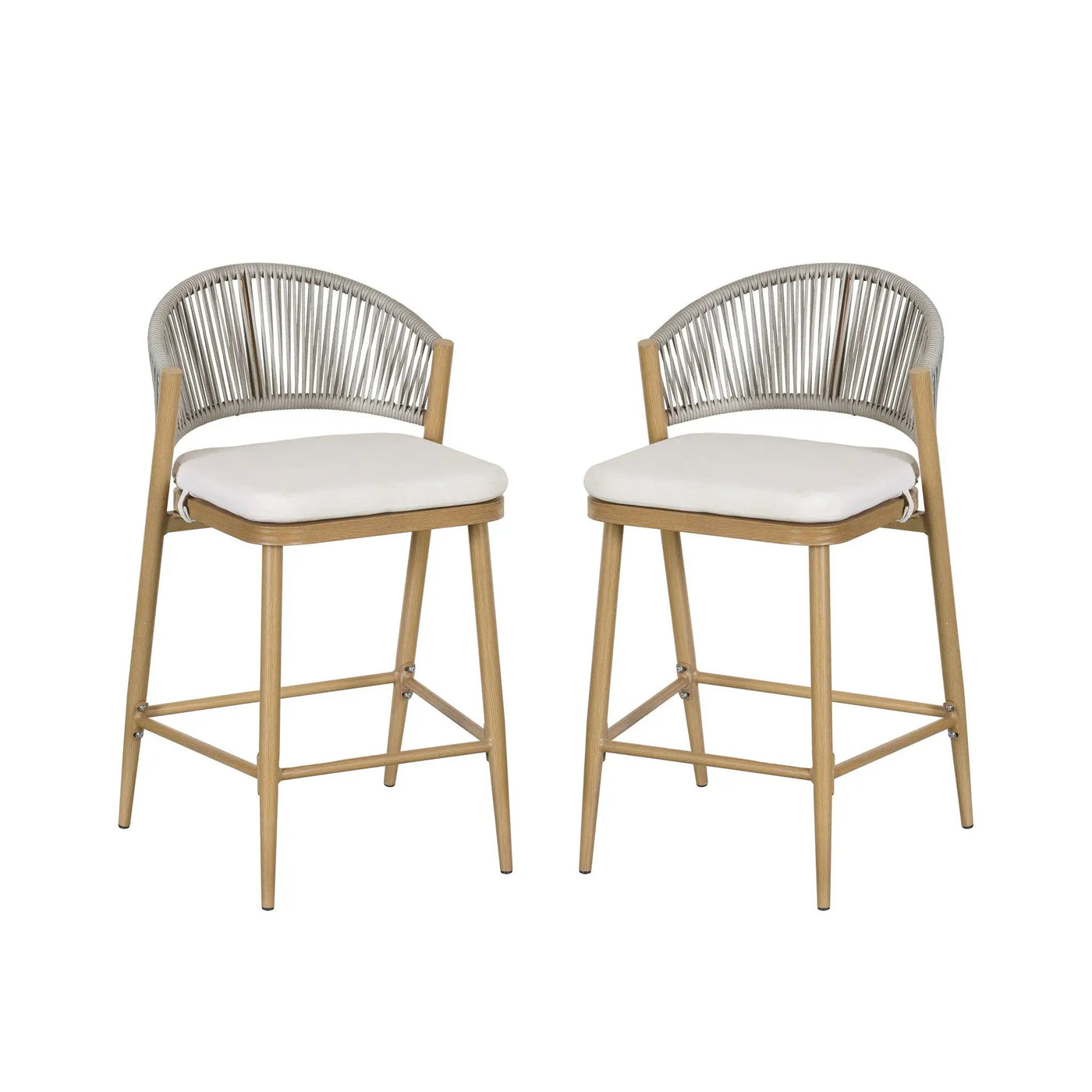 Outdoor 26" Counter Height Metal Frame Counter Stools With Scallop Shaped Backrest & Water Resistant Cushions by HouseOfZazla