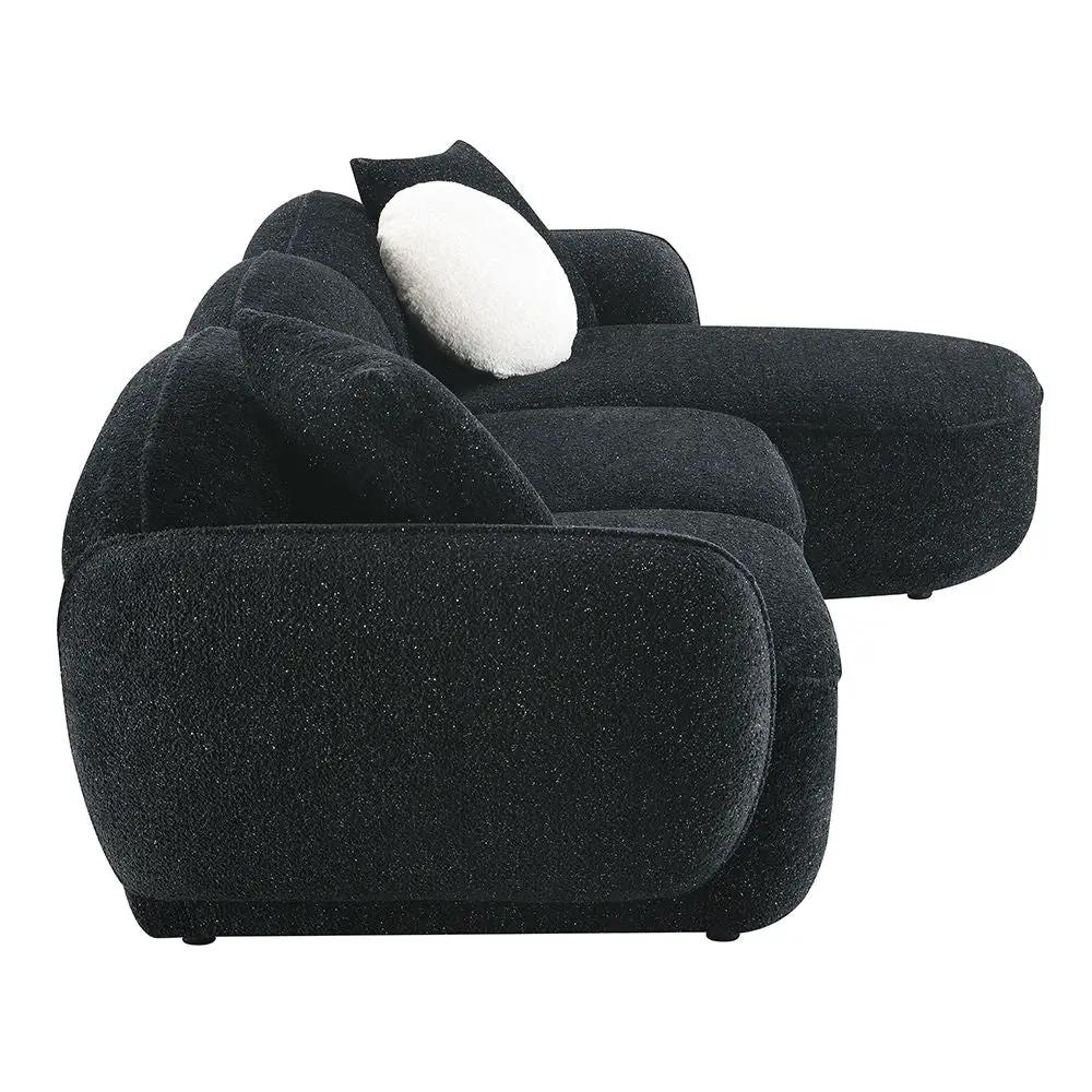 Lucifer - Sectional Sofa With 3 Pillows - Black Shimmer Chenille by Unique Piece Furniture