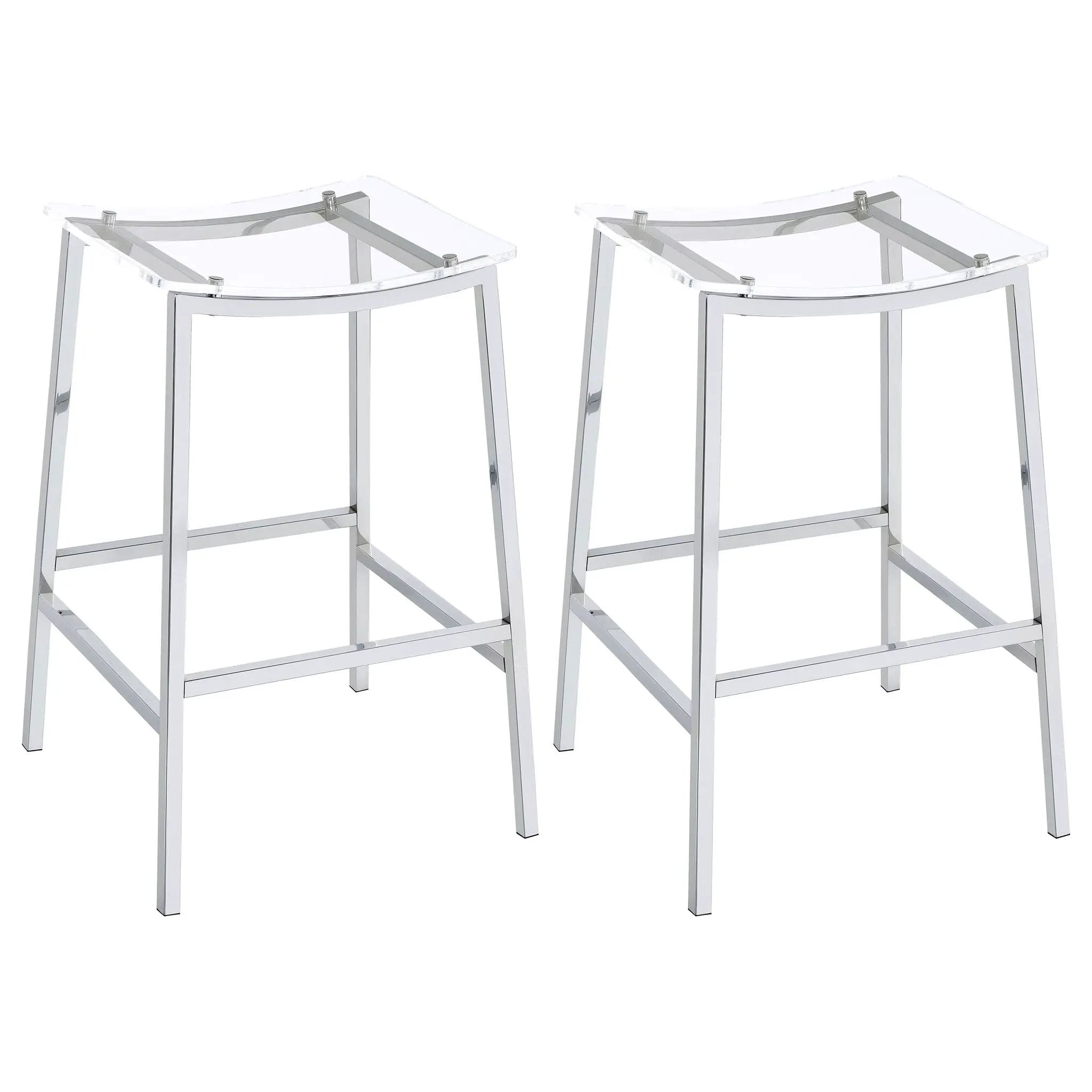 Jovani Acrylic Backless Bar Stool Chrome (Set of 2) by Unique Piece Furniture