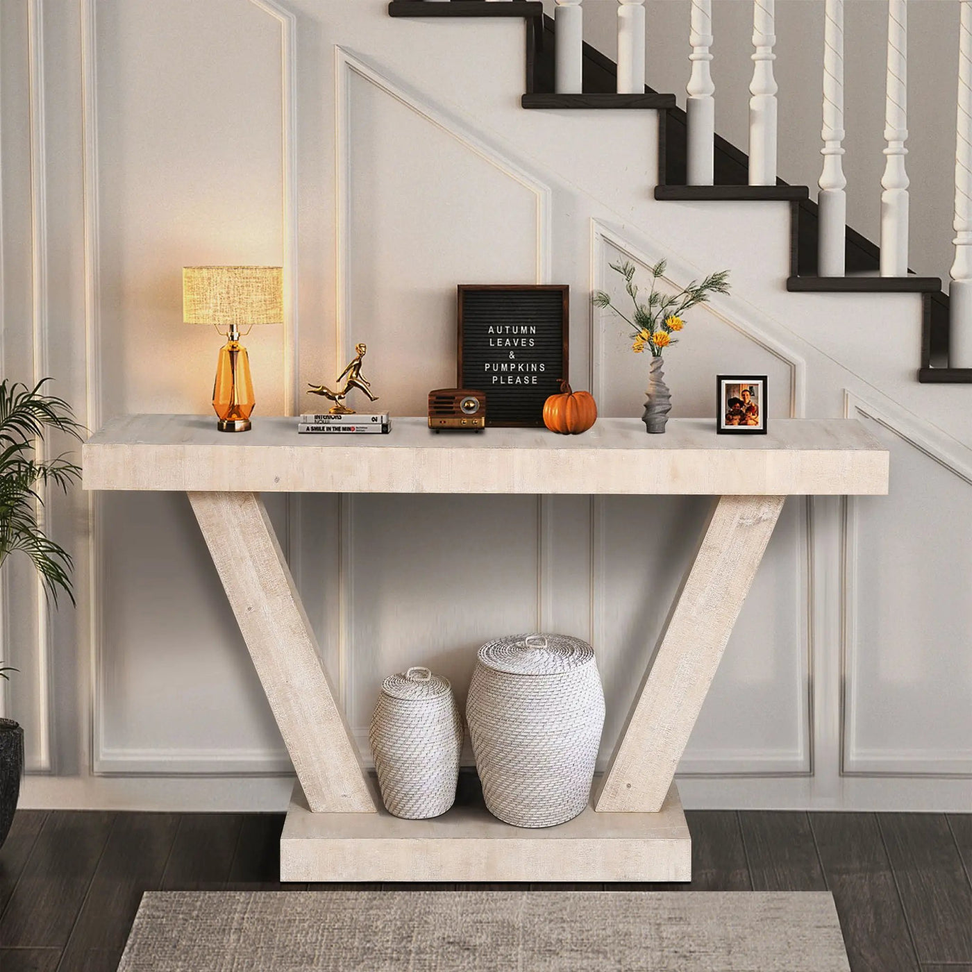 Vintage Distressed Wood Entryway Bench With 2 Tier Storage Cabinet by Unique Piece Furniture