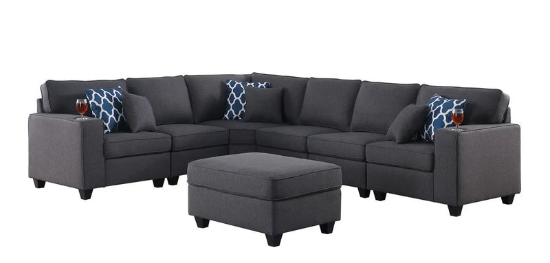 Cooper - Sectional Sofa With Ottomans And Cupholder by HouseOfZazla