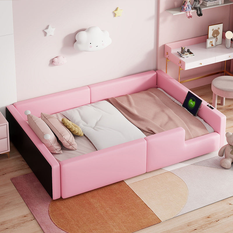 Platform Bed With Guardrail And Charging Station by HouseOfZazla