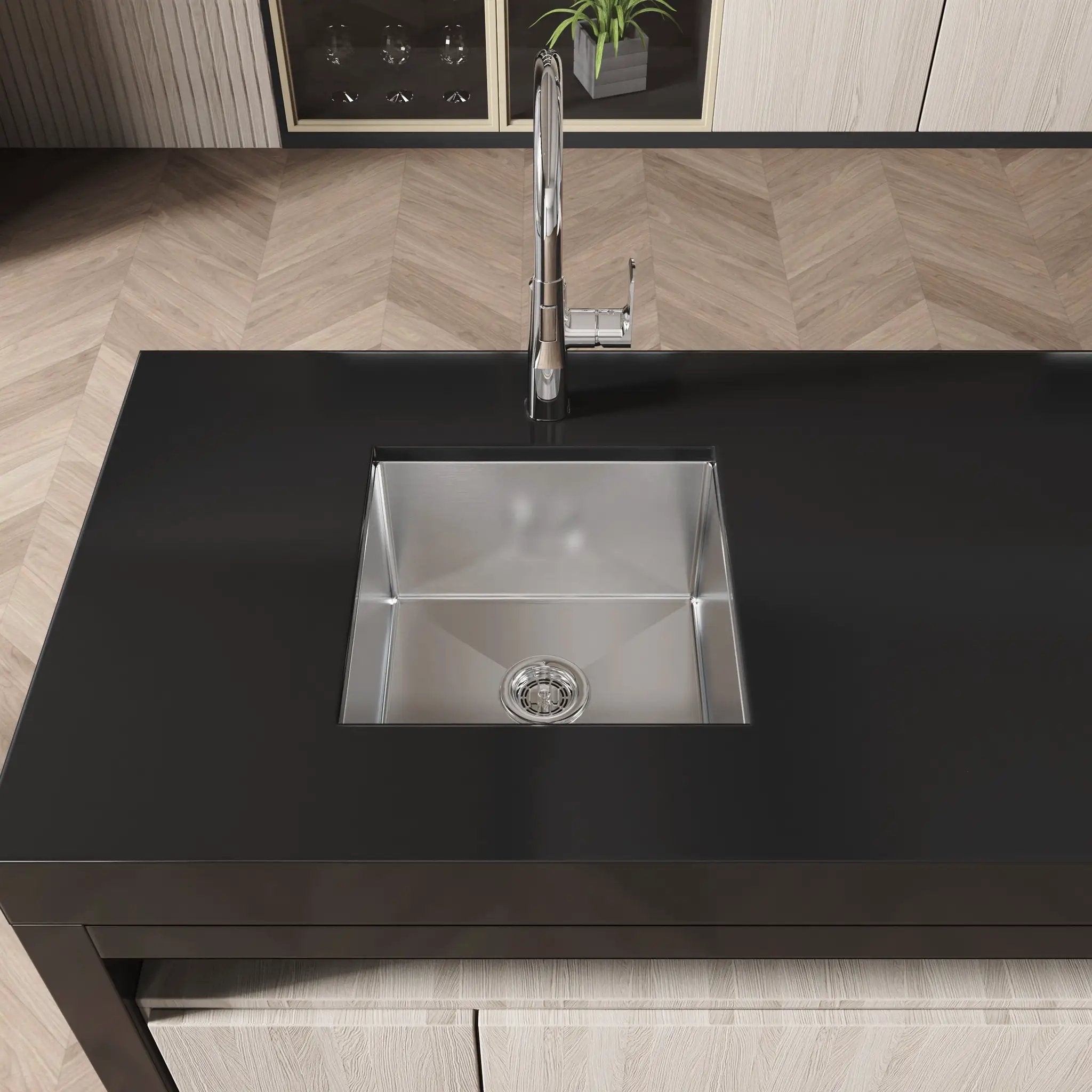 Stainless Steel Kitchen Sink, 18"x18" Single Bowl Undermount by HouseOfZazla