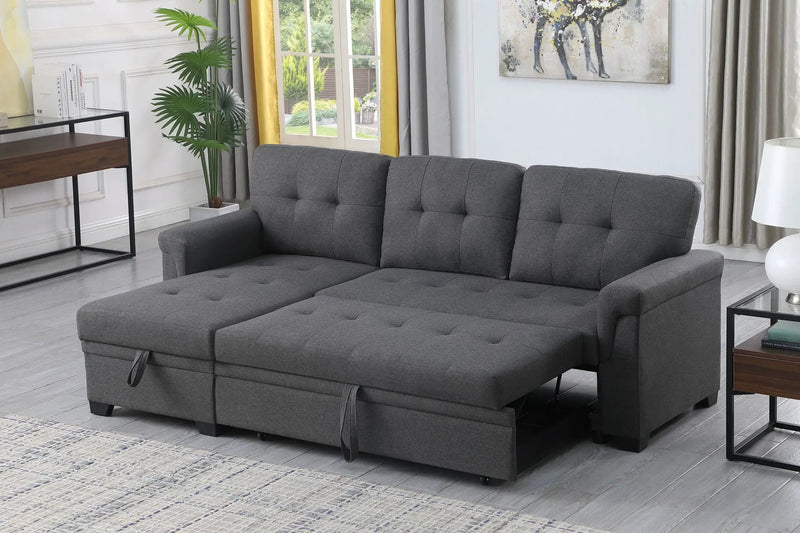 Lucca - Reversible Sleeper Sectional Sofa With Storage Chaise by HouseOfZazla