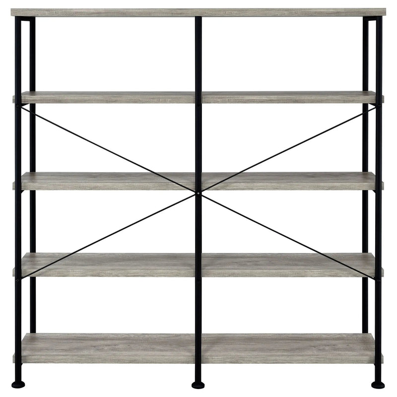Analiese 63-inch 4-shelf Double Bookshelf Grey Driftwood by Unique Piece Furniture
