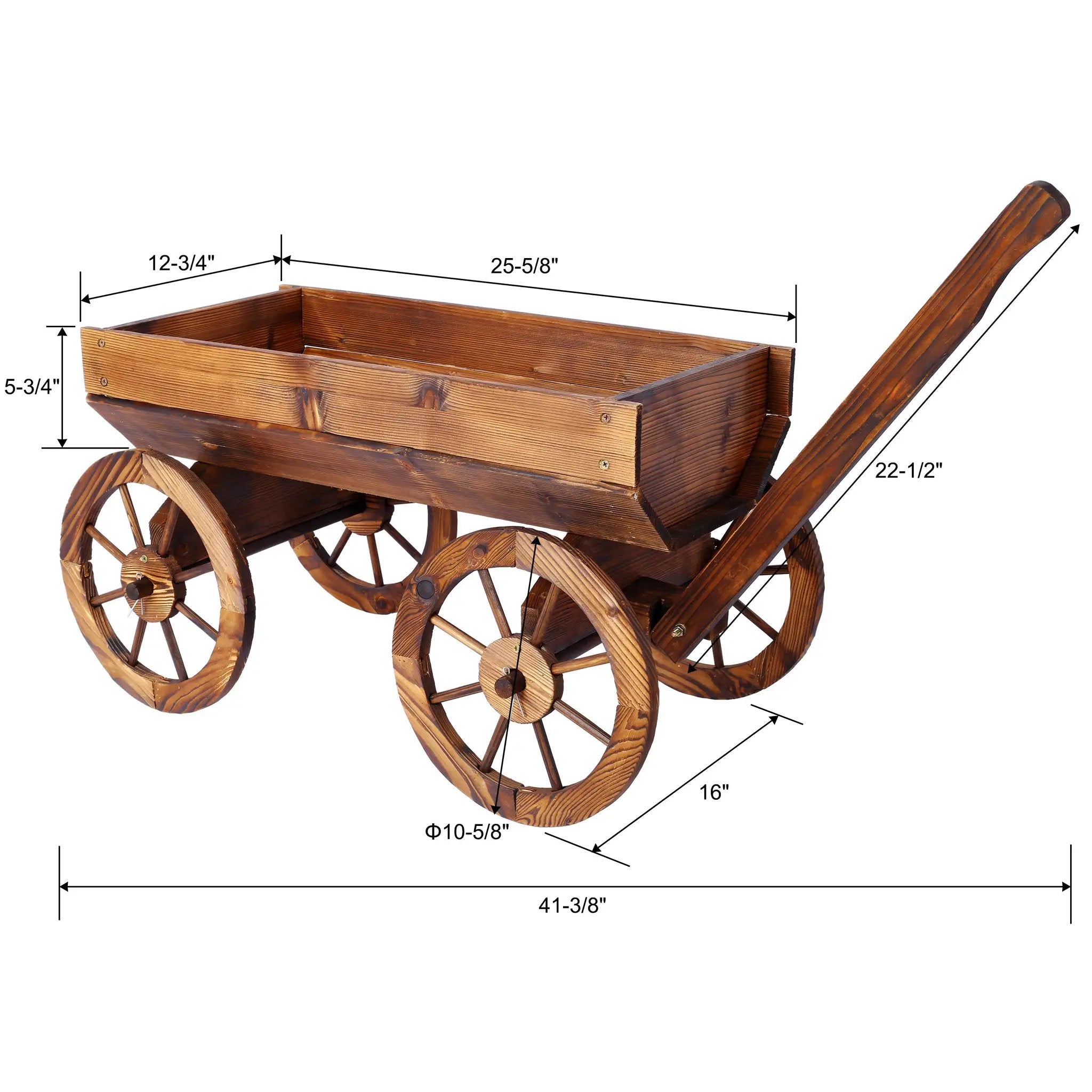 Wood Wagon Flower Planter Pot Stand With Wheels by HouseOfZazla