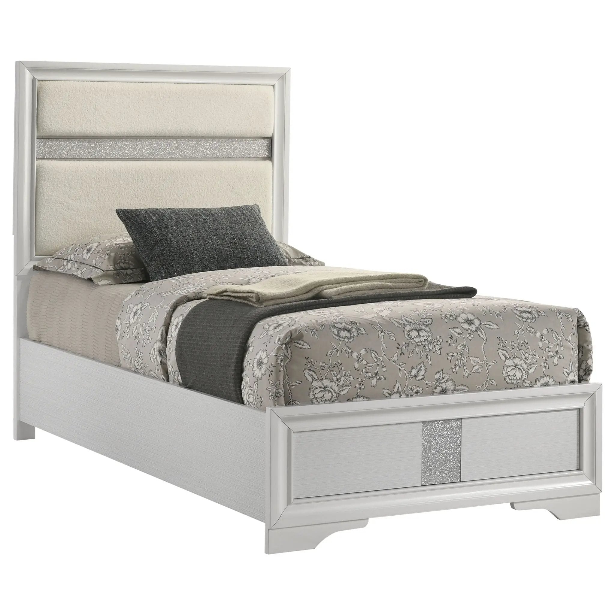 Miranda 54-inch Upholstered Twin Panel Bed White by Unique Piece Furniture