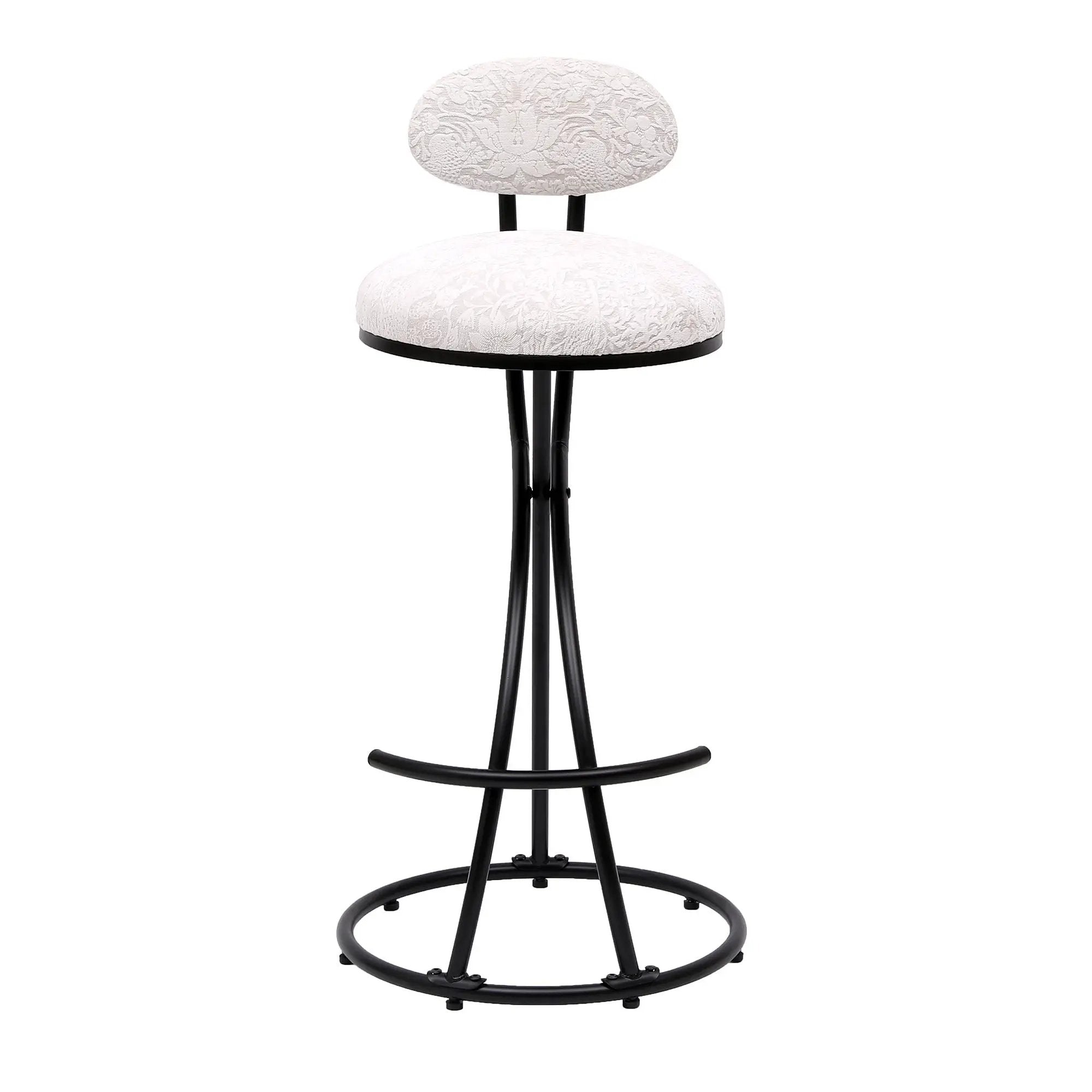 Round Print Bar Stools Upholstered Chairs For Kitchen (Set of 2)