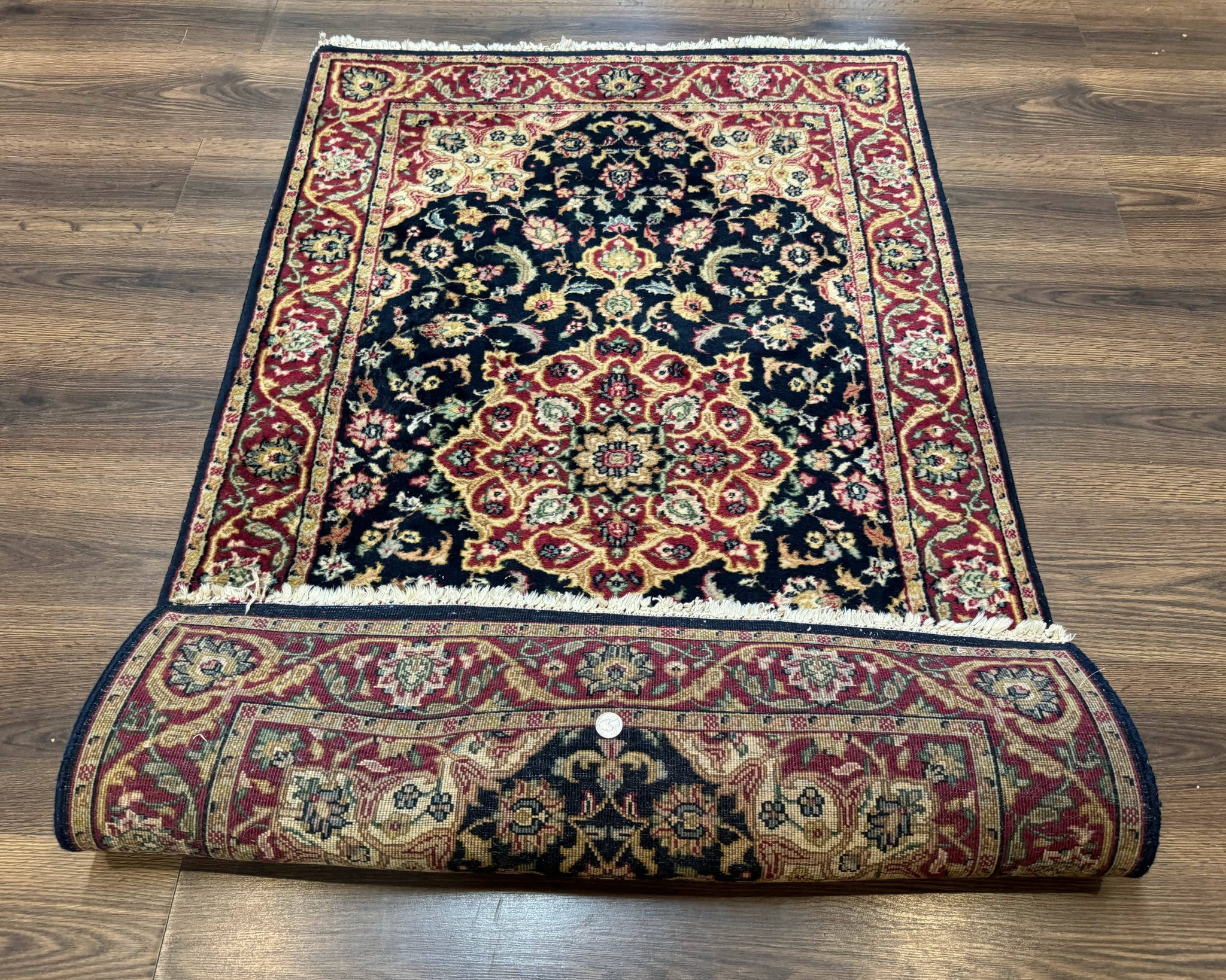 Pak Persian Sarouk Rug 3x5, Navy Blue and Red by Jewel Rugs