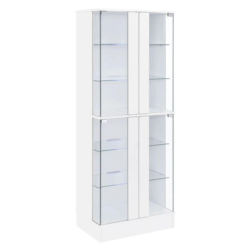 Cabra 4-door LED Curio Display Cabinet White High Gloss by Unique Piece Furniture