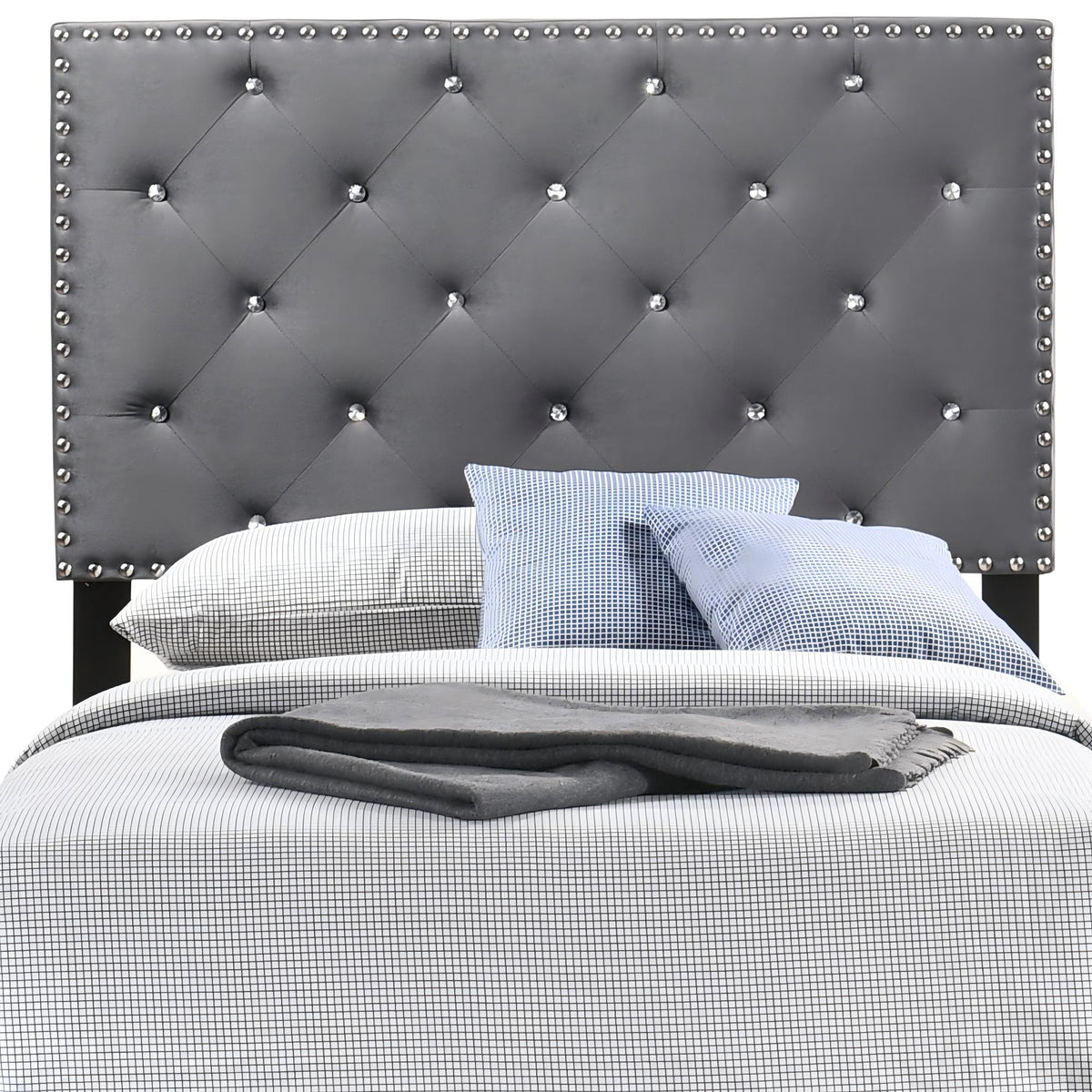Luxurious Upholstered Bed with Faux Crystal Tufted Headboard - Multiple Colors, photo 40 of 40