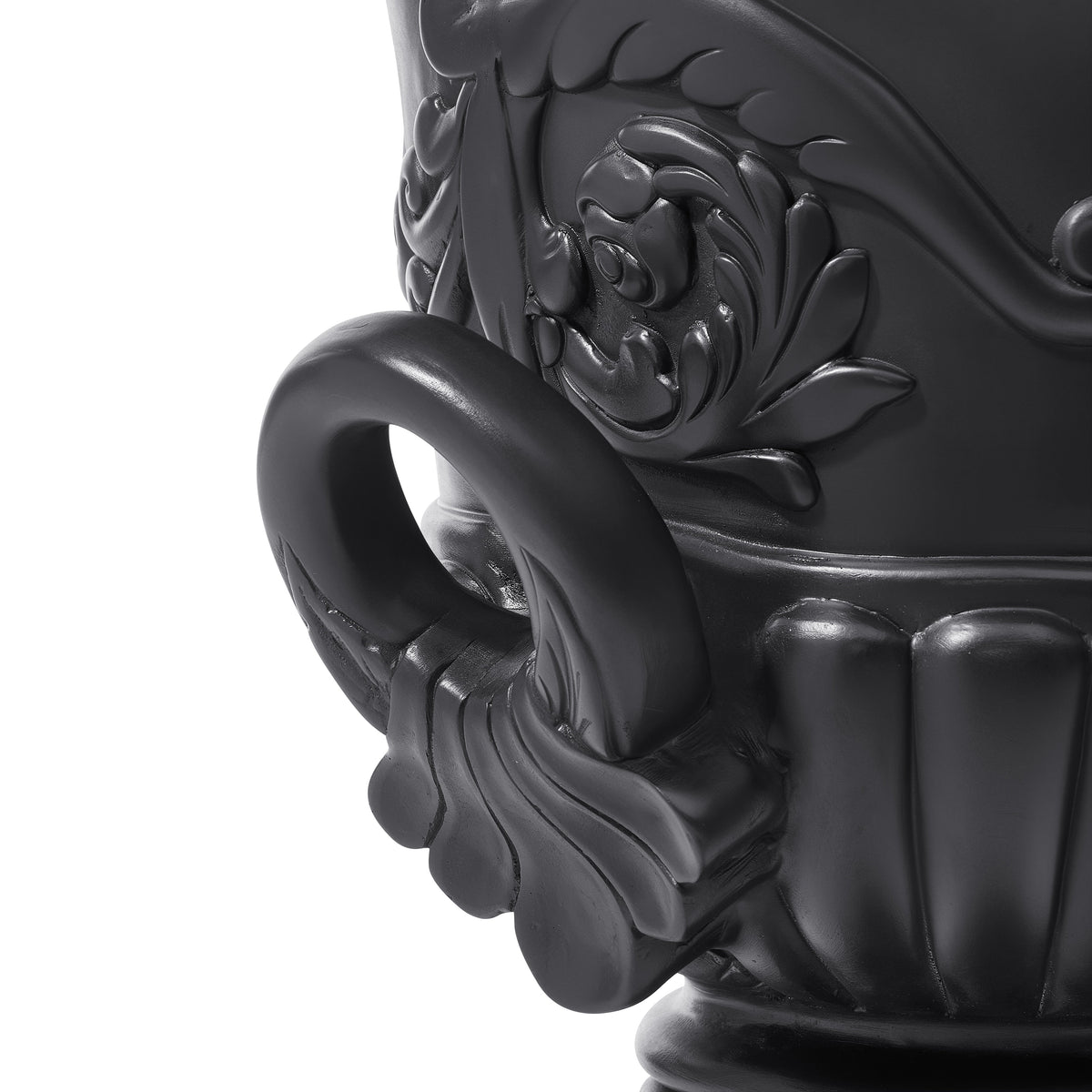 Classical Roman Pedestal Urn Decorative Outdoor Planter with Embossed Floral – Black, photo 6 of 8
