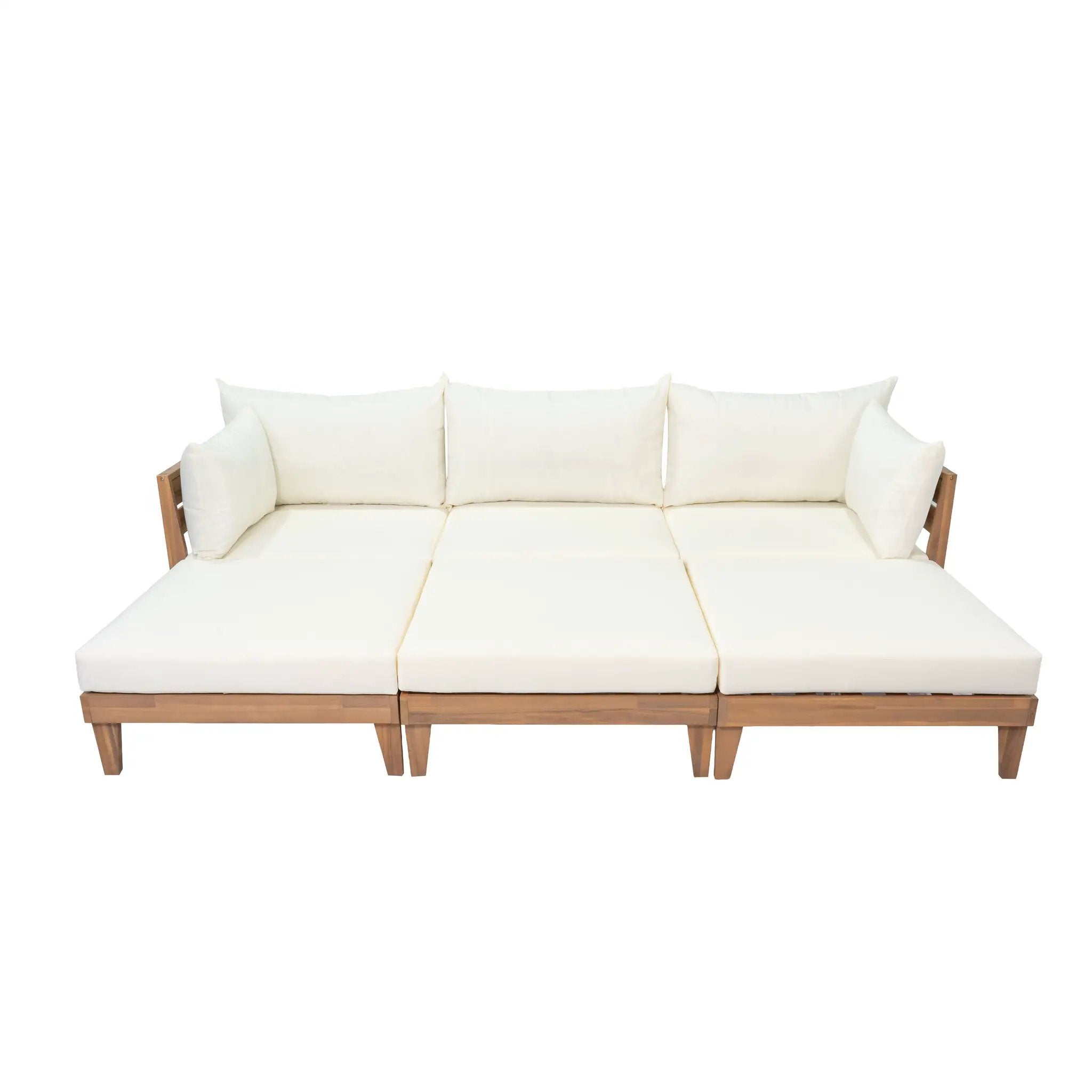 TOPMAX Outdoor Large Daybed Acacia Wood 6-Piece Patio Sofa Set by HouseOfZazla