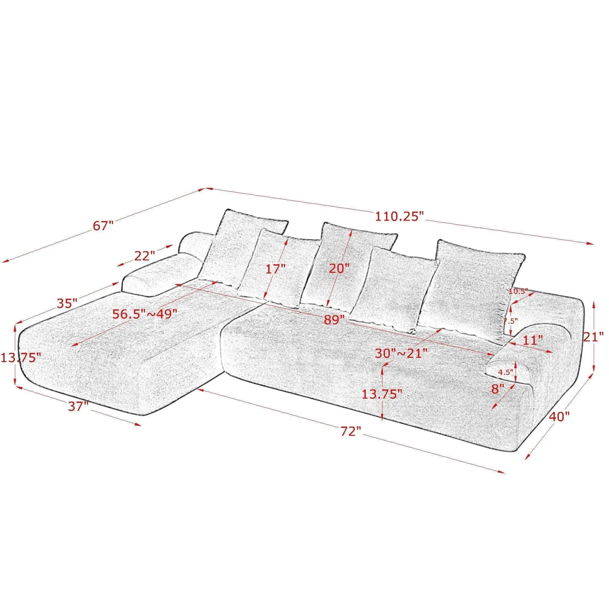 L-Shape Sectional Sofa, Modular Compressed Couch For Living Room Bedroom, 4 Seater - Green by HouseOfZazla