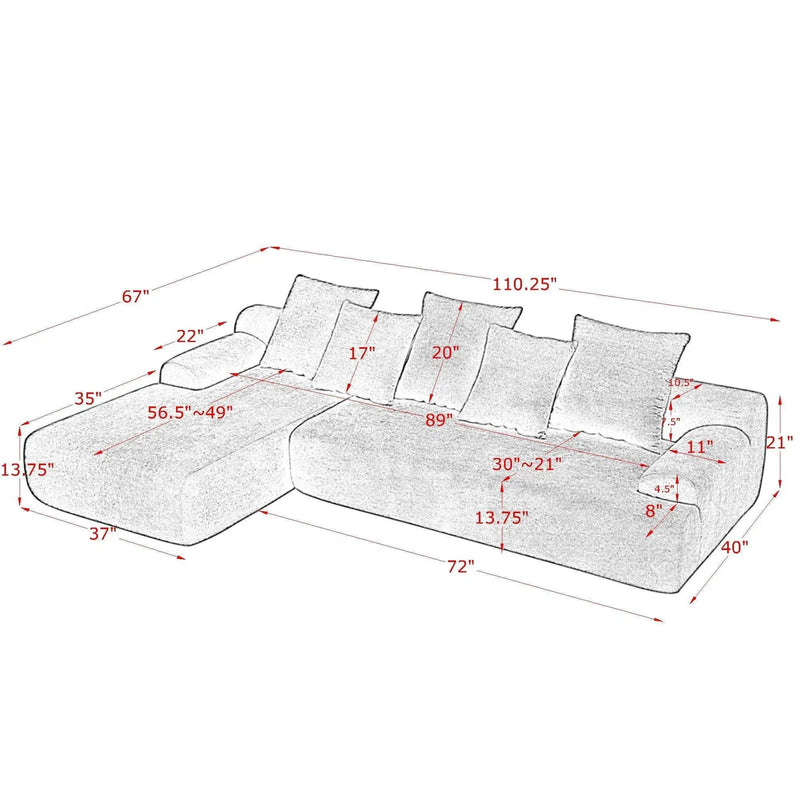 L-Shape Sectional Sofa, Modular Compressed Couch For Living Room Bedroom, 4 Seater - Green by HouseOfZazla