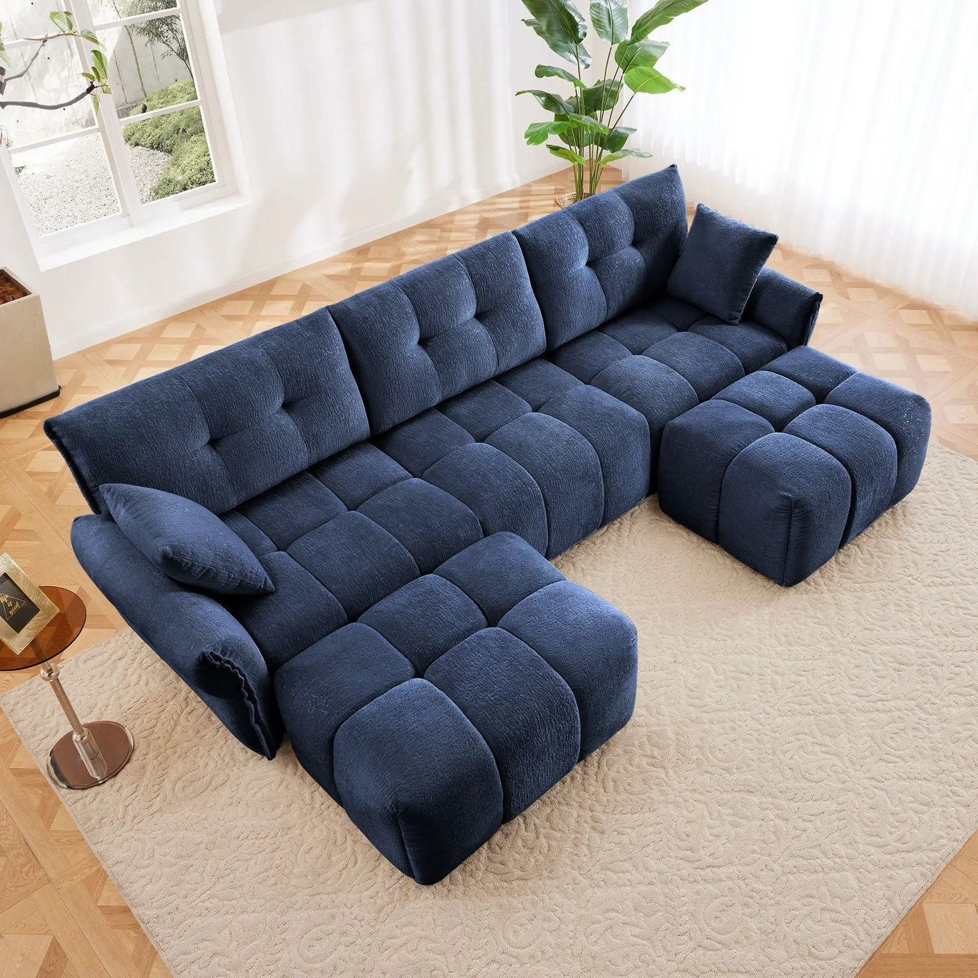 Sofa Set With Ottoman And Pillows, Textured, High Resilience Cushions by Unique Piece Furniture