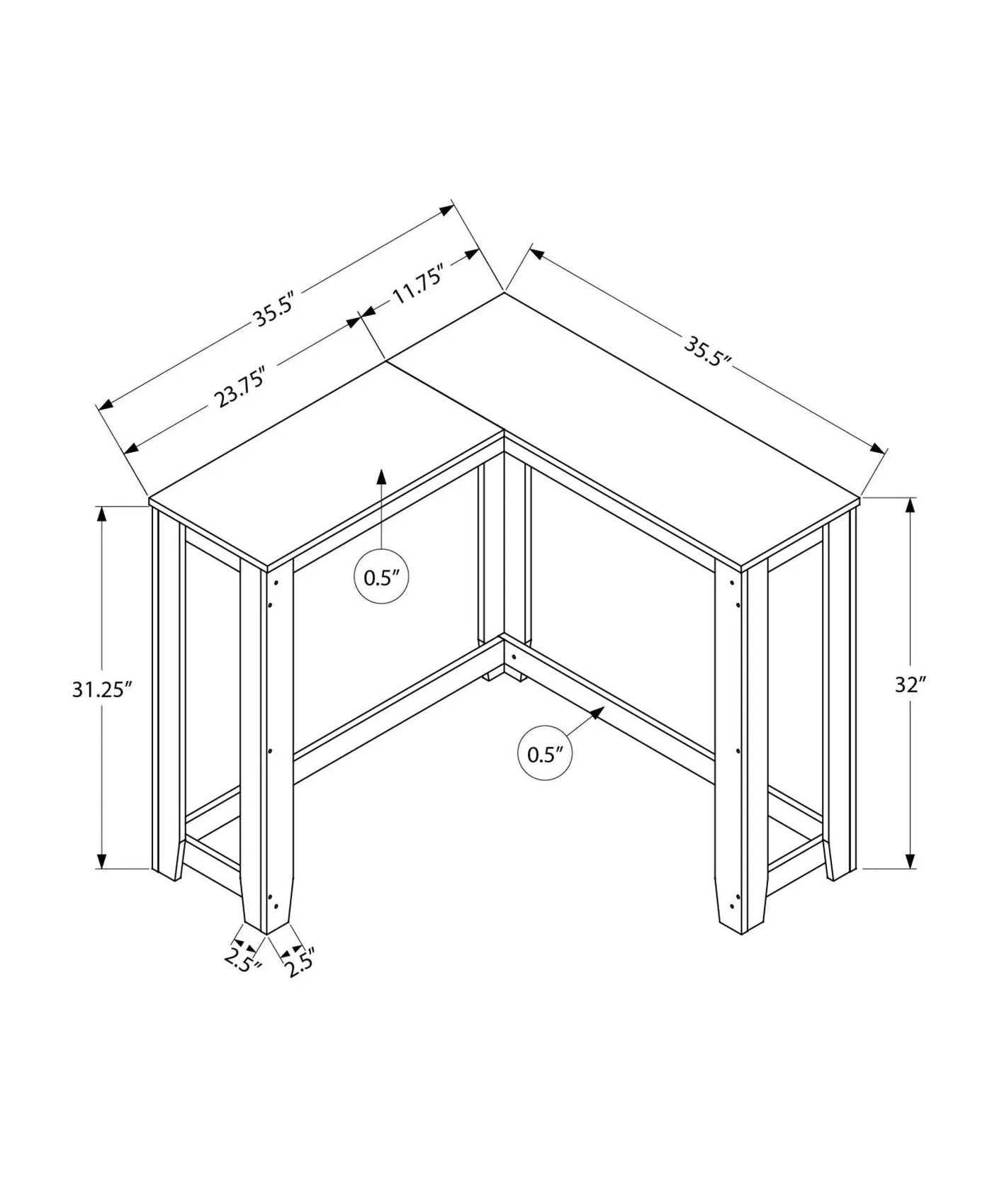Corner Accent Console Table for Entryway by HouseOfZazla