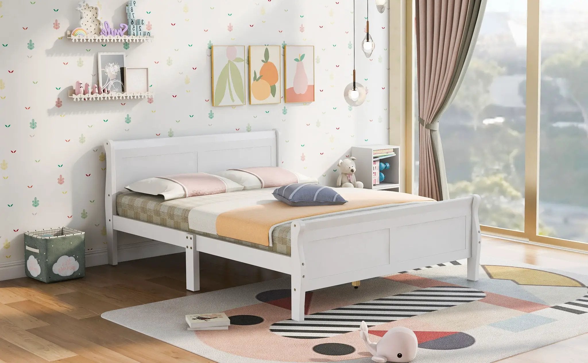 Platform Bed Frame Mattress Foundation Sleigh Bed With Headboard / Footboard / Wood Slat Suppor by HouseOfZazla
