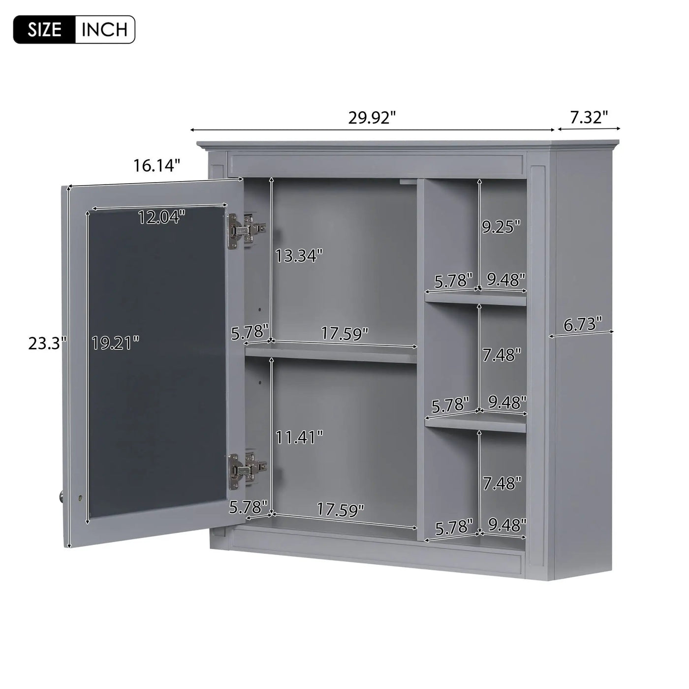 Wall Mounted Medicine Cabinet With Mirror and 3 Open Shelves by HouseOfZazla