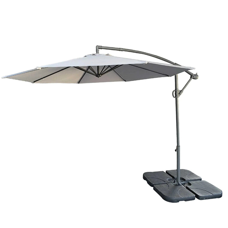 10 Ft Offset Cantilever Patio Umbrella With Crank And Tilt Adjustment For Pool, Deck, And Garden - Gray by Unique Piece Furniture