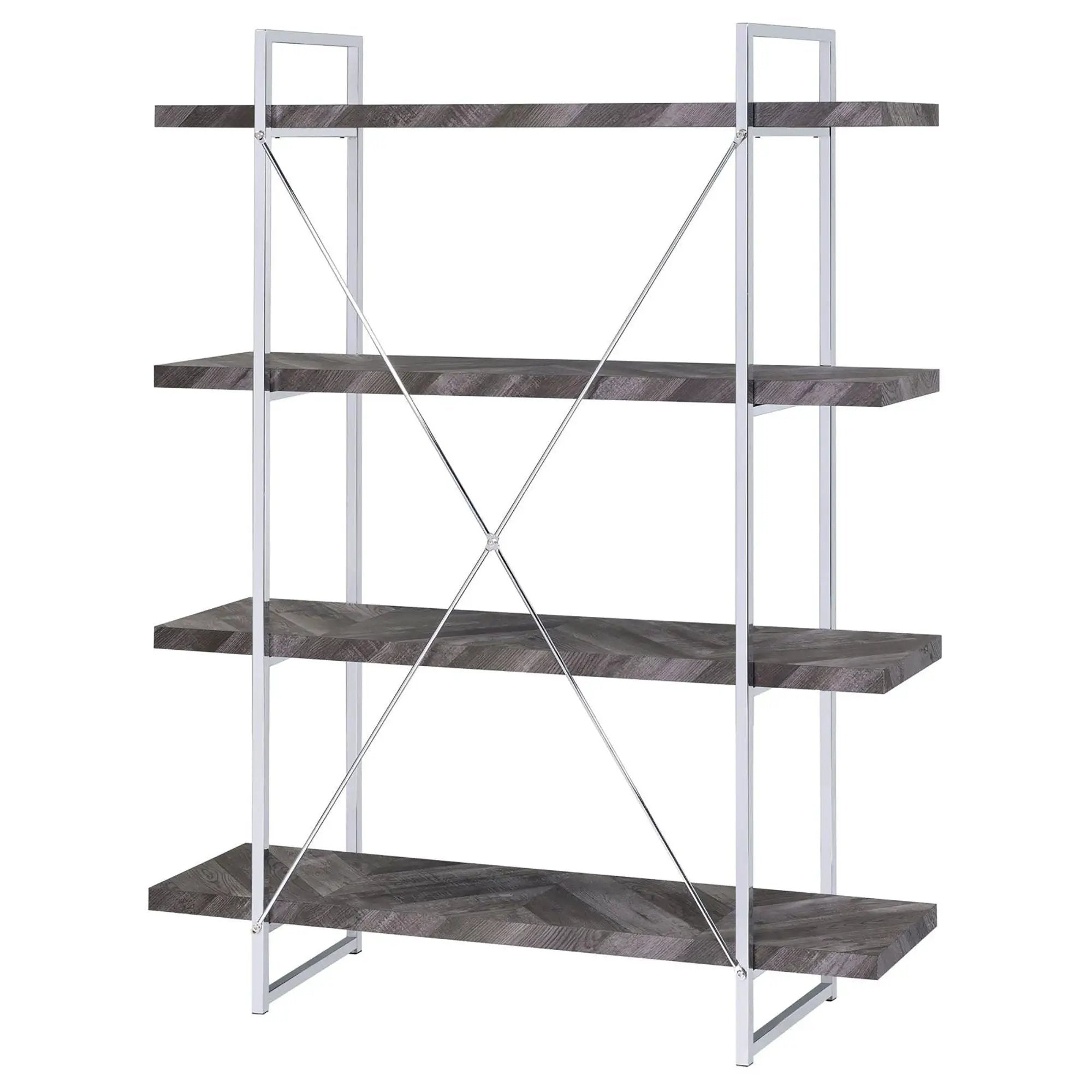 Herringbone - Bookcase With Full Length Shelf - Gray