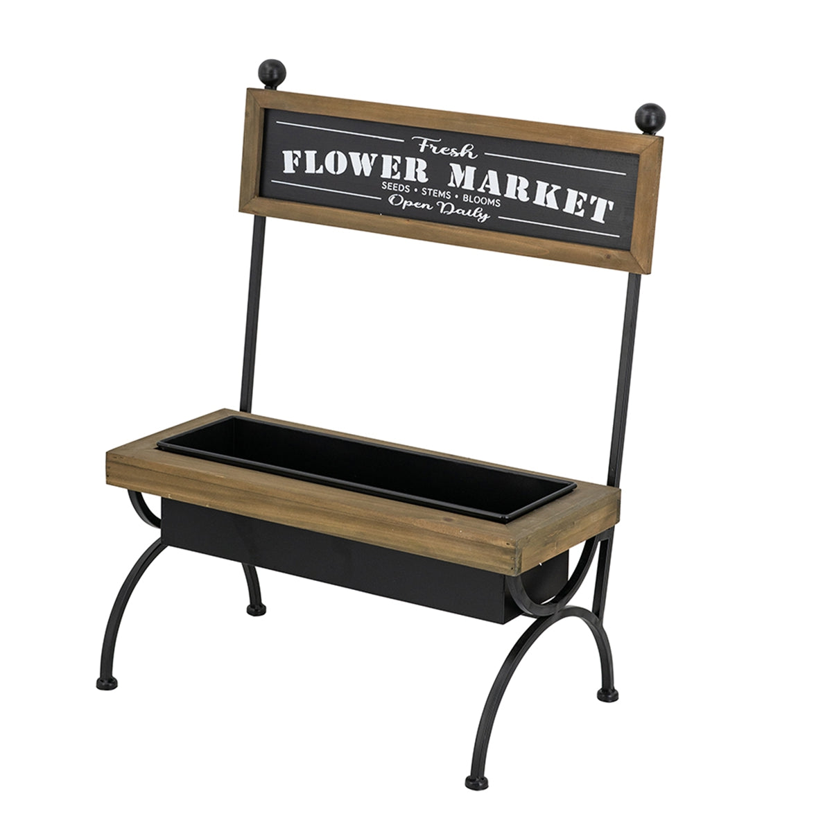 Rustic Plant Stand with Wood & Metal Construction - Brown/Black, photo 3 of 6