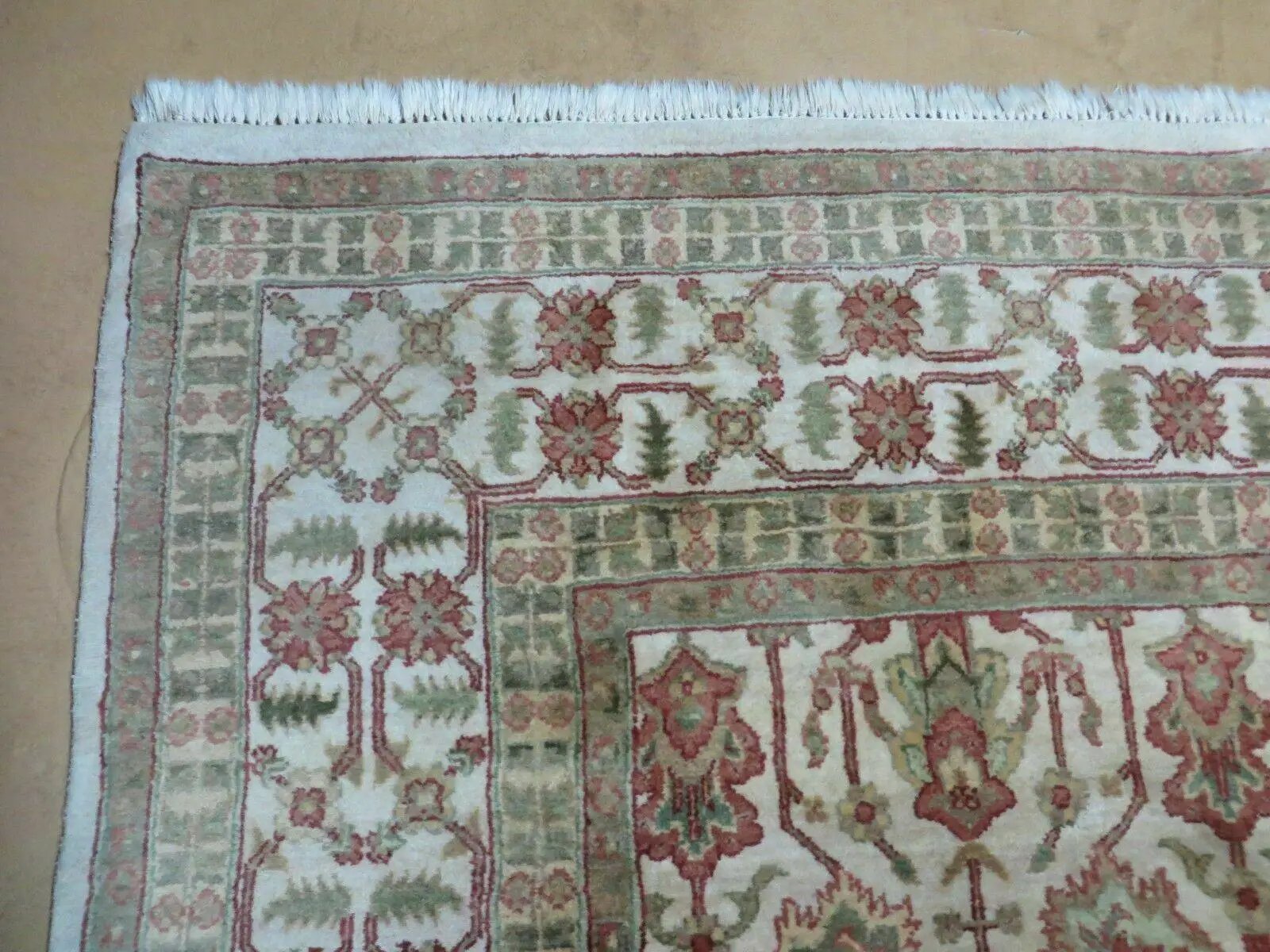 8' 5" X 12' Handmade India Agra Floral Oriental Wool Rug Tea Washed Carpet Nice by Jewel Rugs