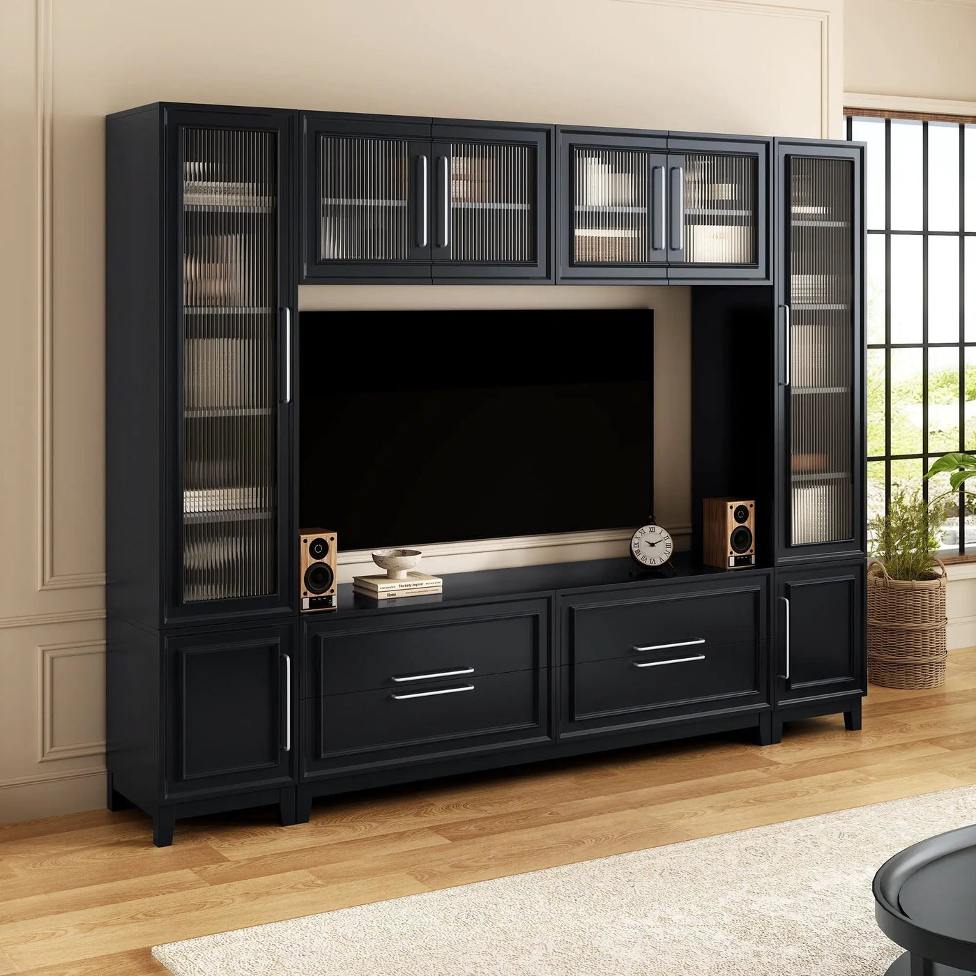 Wall Unit Modern Entertainment Center With Glass Doors by HouseOfZazla