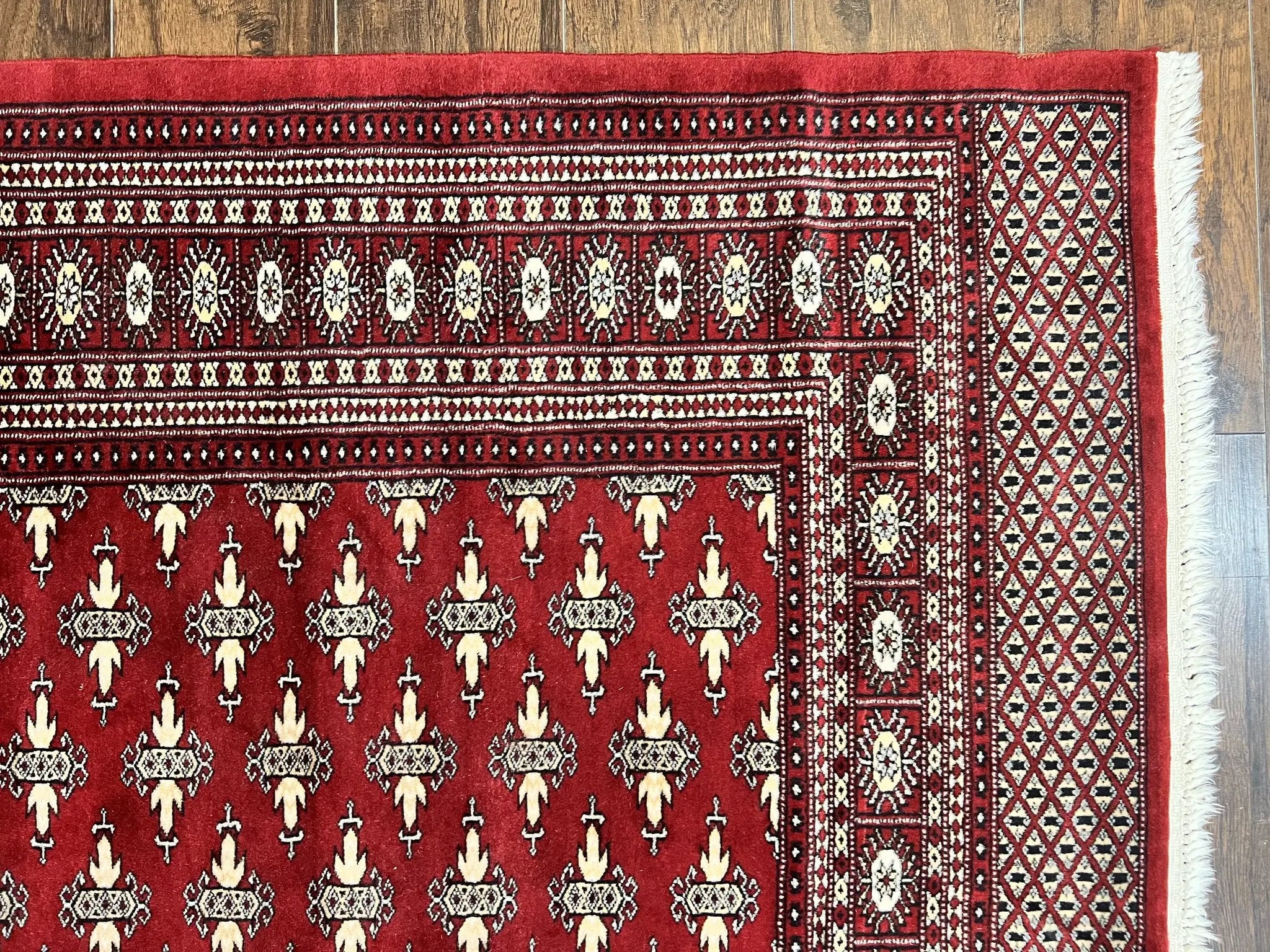 Pakistani Turkoman Bokhara Rug 6x9, Fine Wool Vintage Hand Knotted Handmade Yamud Oriental Carpet 6 x 9, Red Turkoman Rug, Tribal Rug by Jewel Rugs