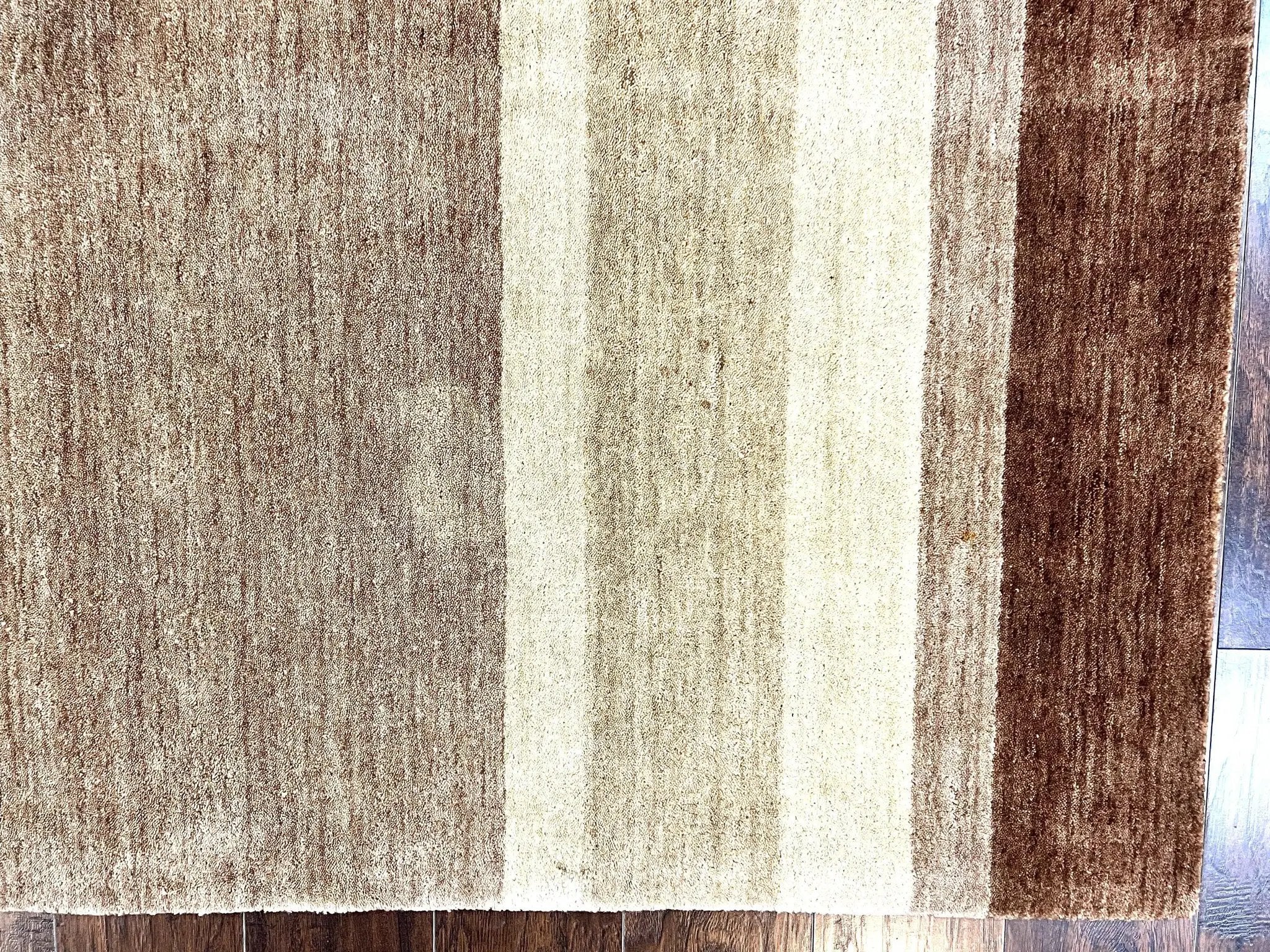 Indo Gabbeh Rug 5x8, Contemporary Wool Stripped Modern Area Rug, Hand Knotted Medium Sized Carpet by Jewel Rugs