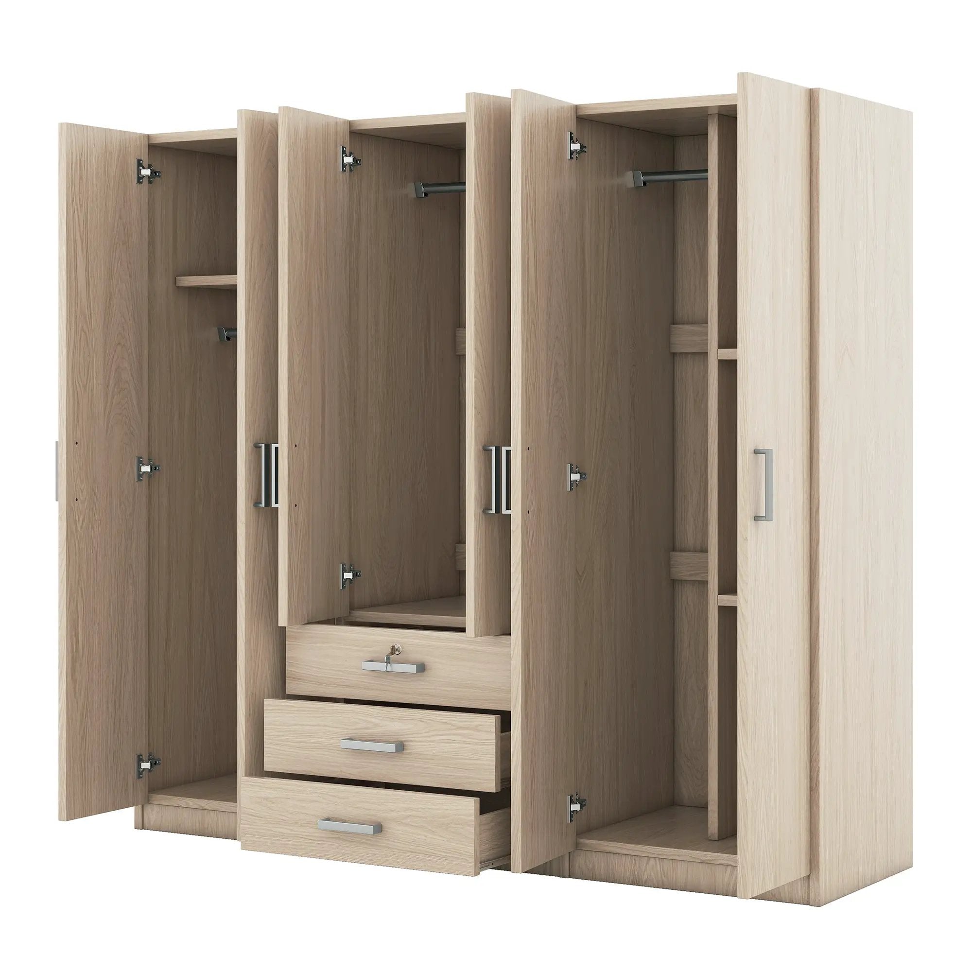 6-Doors Wooden Wardrobe Storage for Bedroom by HouseOfZazla