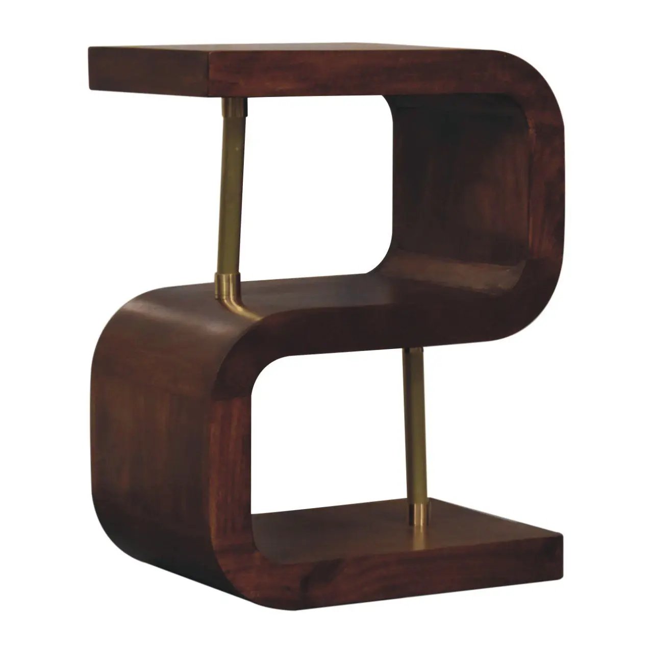 S Curve Brass Bedside Table - Dark Brown by HouseOfZazla