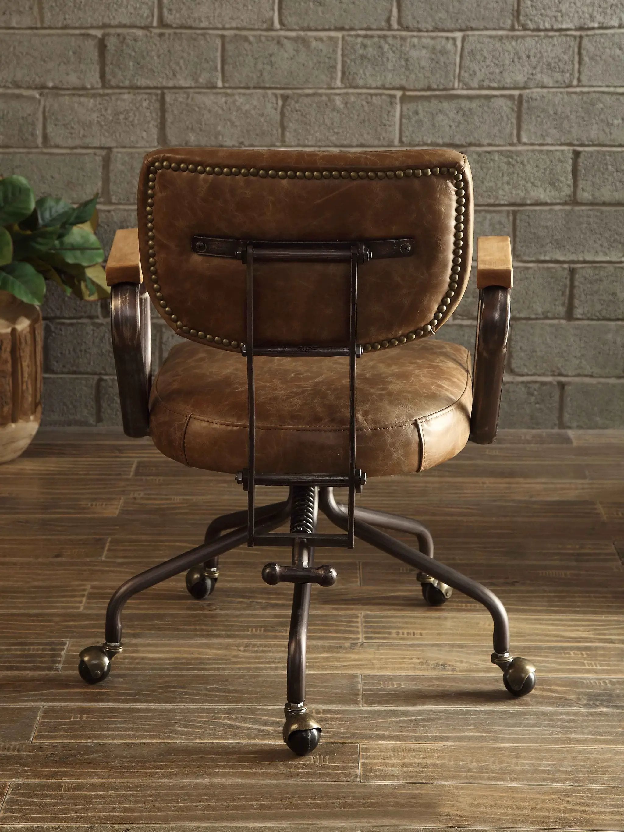 Hallie Vintage Whiskey Top Grain Leather Office Chair by HouseOfZazla