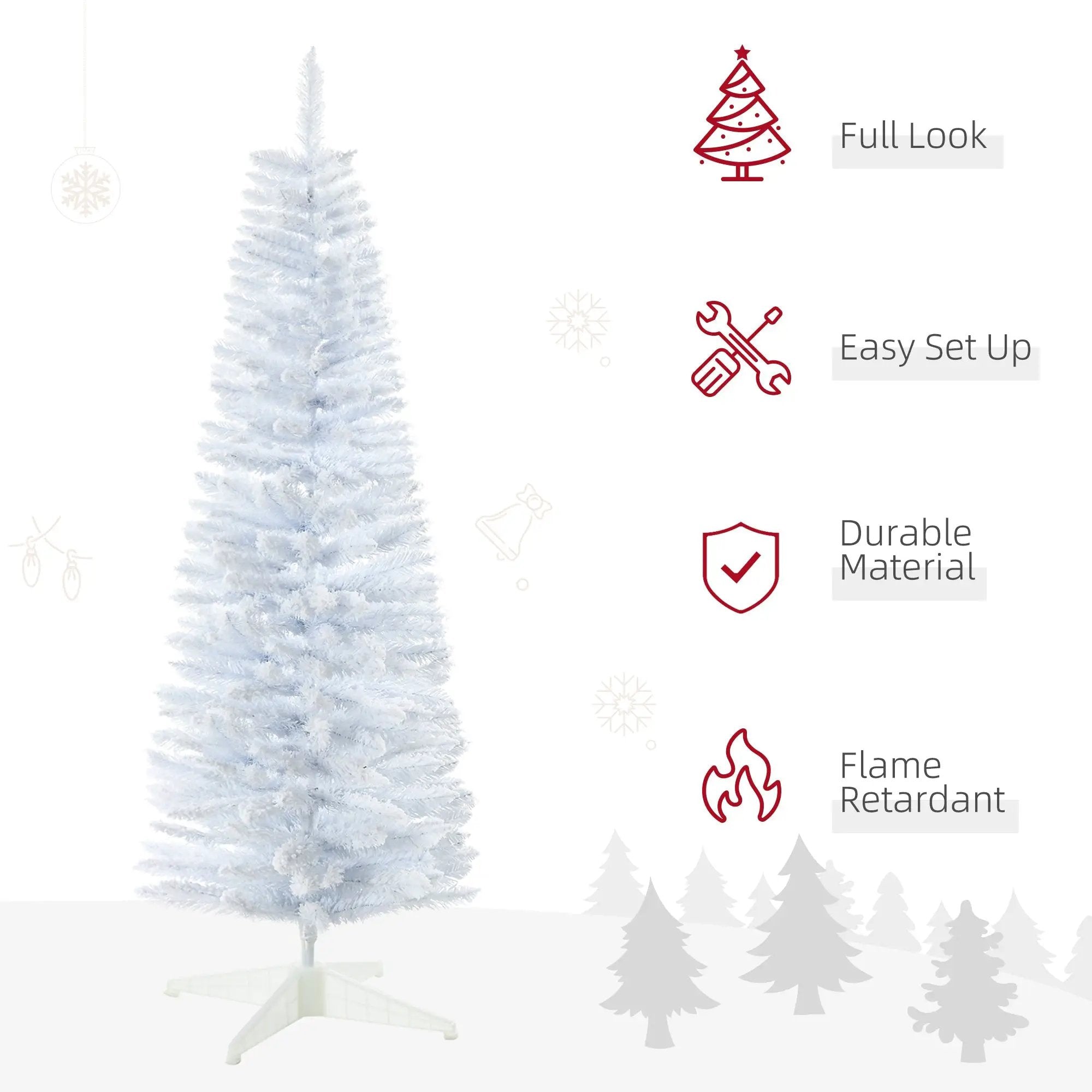 HOMCOM 5' Snow Flocked Artificial Pencil Christmas Tree by HouseOfZazla