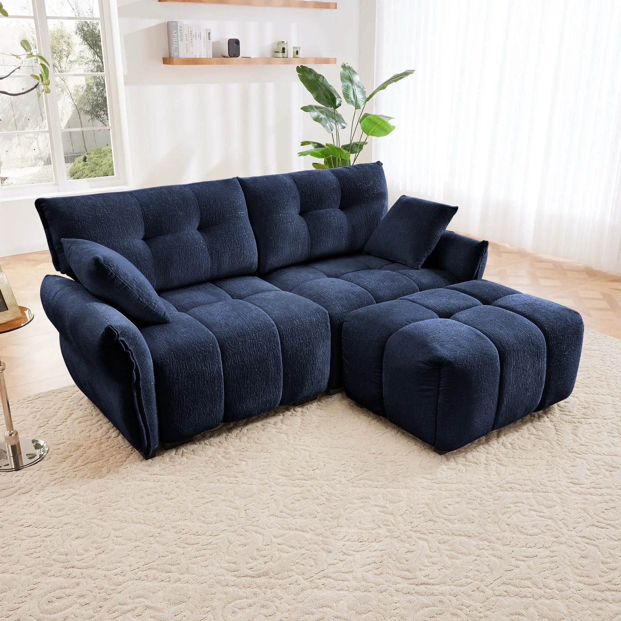 Sofa Set With Ottoman And Pillows, Textured, High Resilience Cushions by Unique Piece Furniture