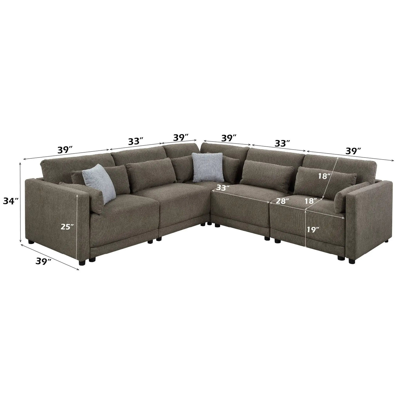Rylie - Modular Sectional Sofa With Toss Pillows by Unique Piece Furniture