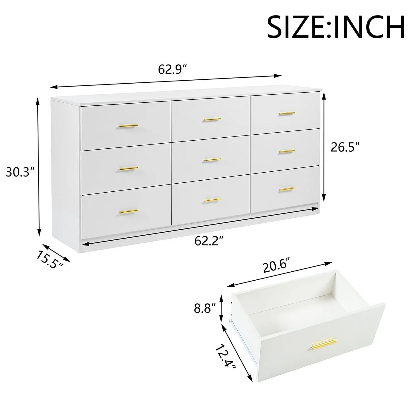 9 Drawer Dresser, Ample Storage For Bedroom by HouseOfZazla