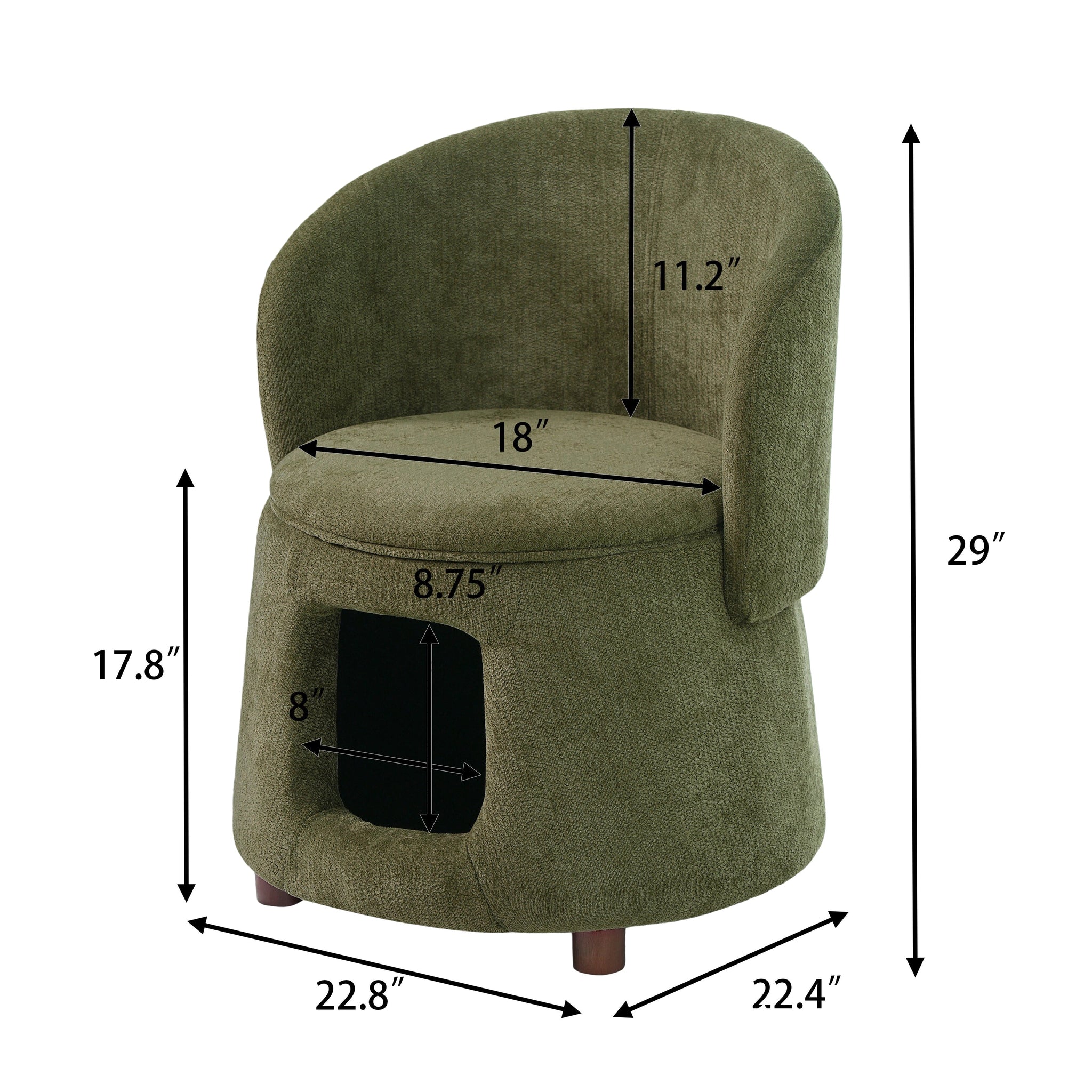 Green Pet Friendly Chair with Hidden Pet Nook and Convertible Stool by HouseOfZazla