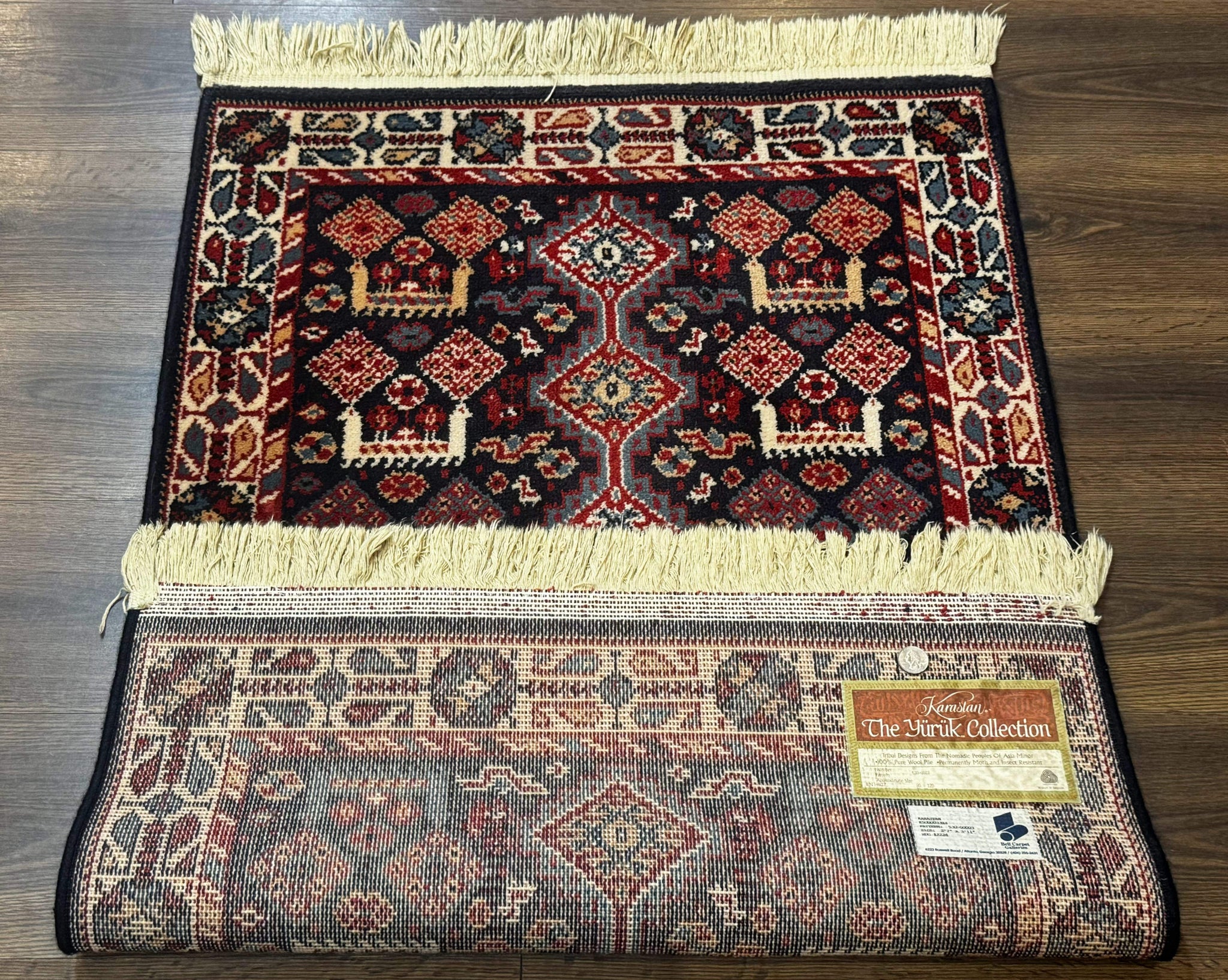 Small Karastan Rug 3x4, Yuruk Collection, Wool, Tribal, Geometric, Navy Blue by Jewel Rugs