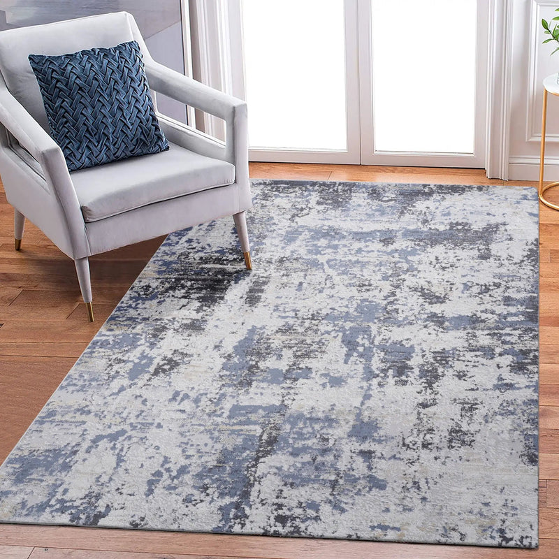 Payas - 8' X 10' Abstract Area Rug - Gray / Denim by HouseOfZazla