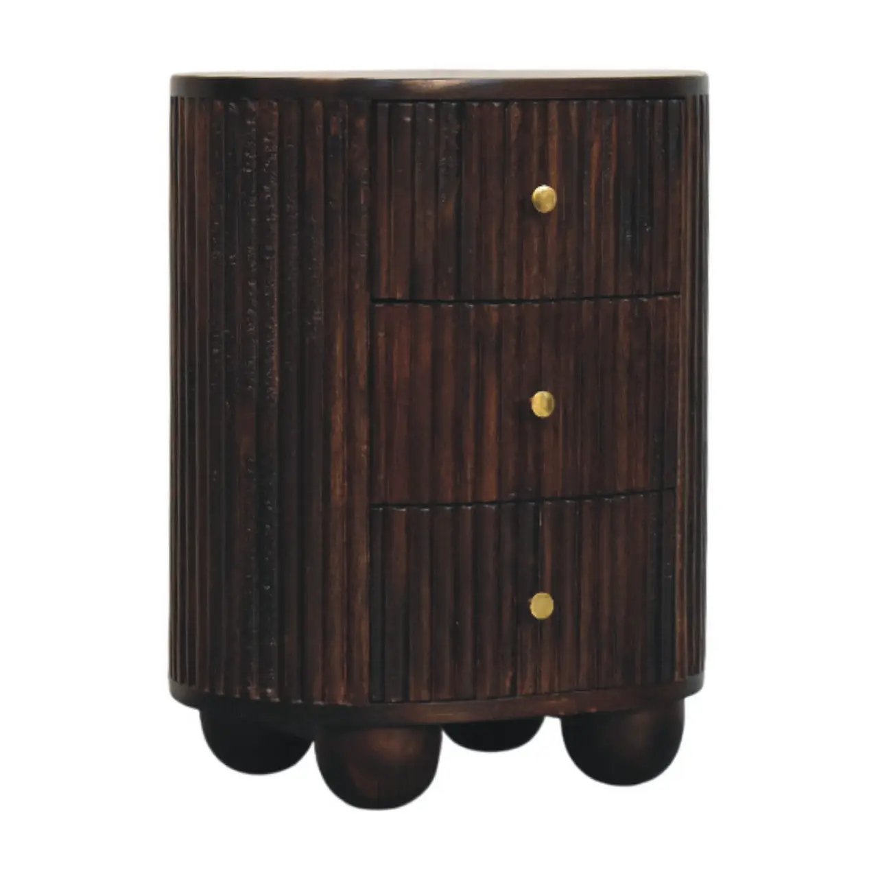 Solid Wood Curved Fluted 3-Drawer Drum Chest by HouseOfZazla
