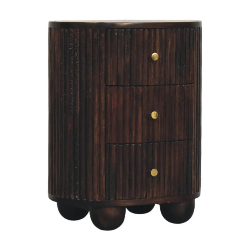 Solid Wood Curved Fluted 3-Drawer Drum Chest by HouseOfZazla