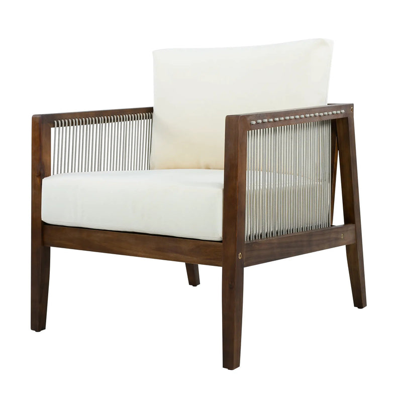 Outdoor 4-Piece Sofa Set, Acacia Wood Frame with Rope Detail by HouseOfZazla