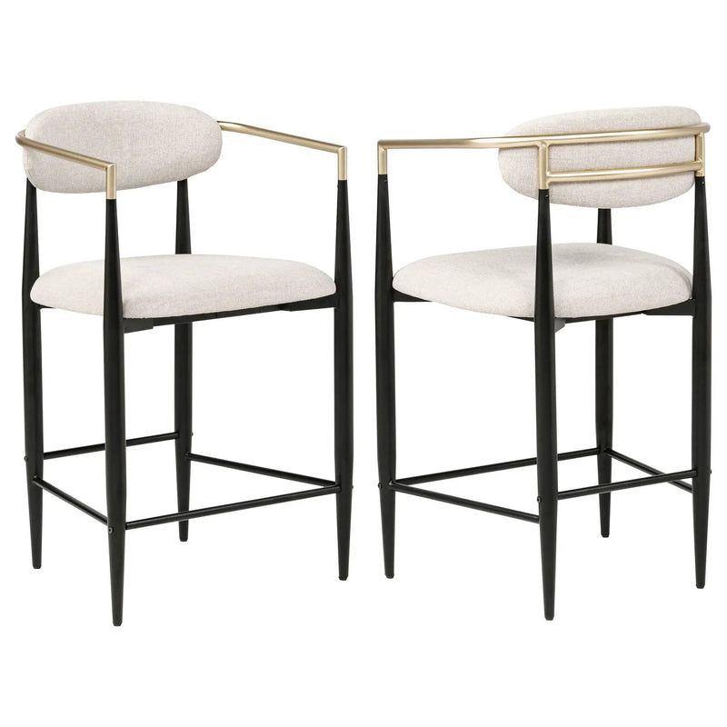 Tina Fabric Upholstered Counter Chair Beige (Set of 2) by Unique Piece Furniture