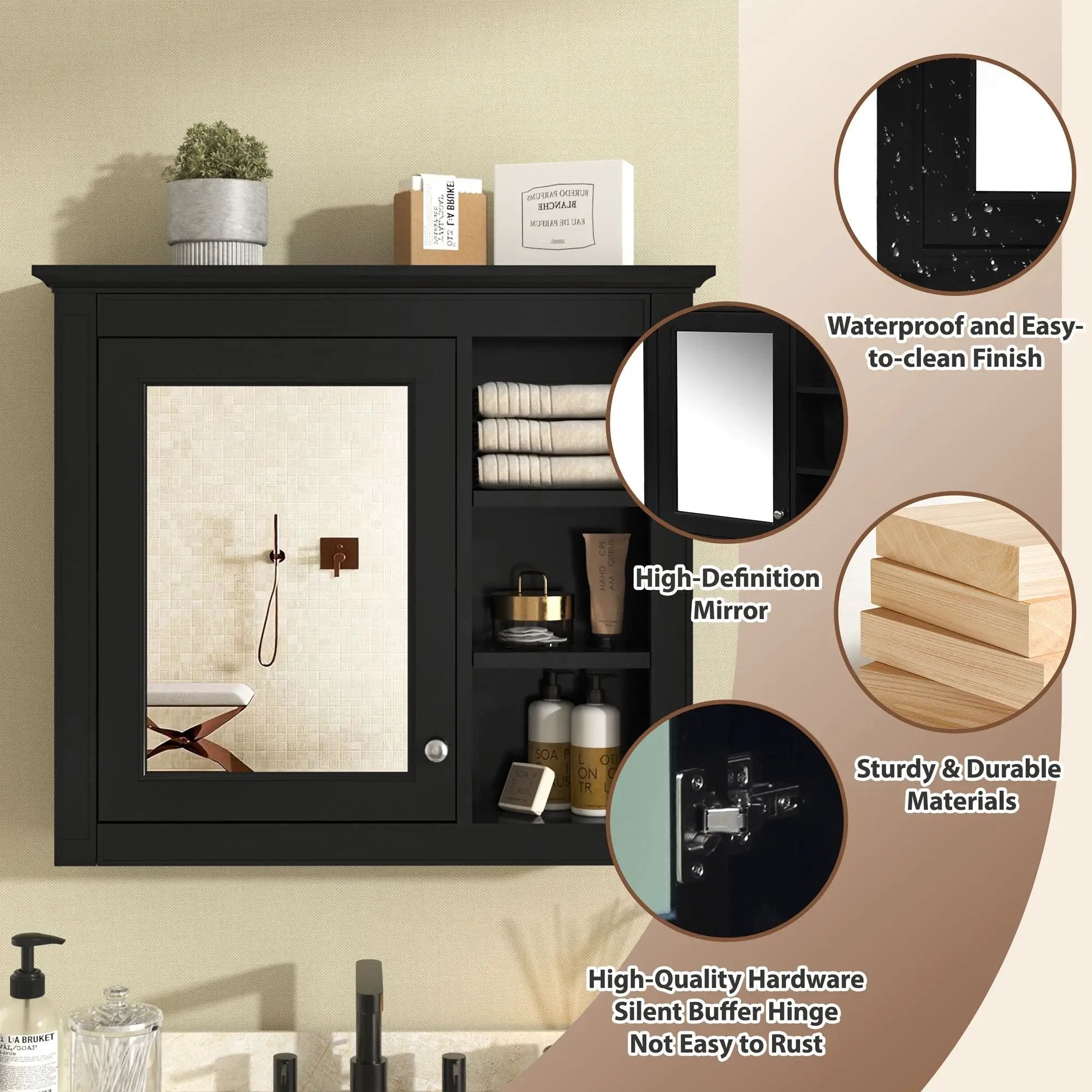 Modern Wall-Mounted Medicine Cabinet With Mirror by Unique Piece Furniture
