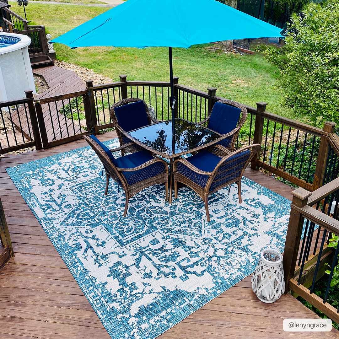 Teal Kilmacolm Indoor & Outdoor Area Rug - Clearance by Boutique Rugs