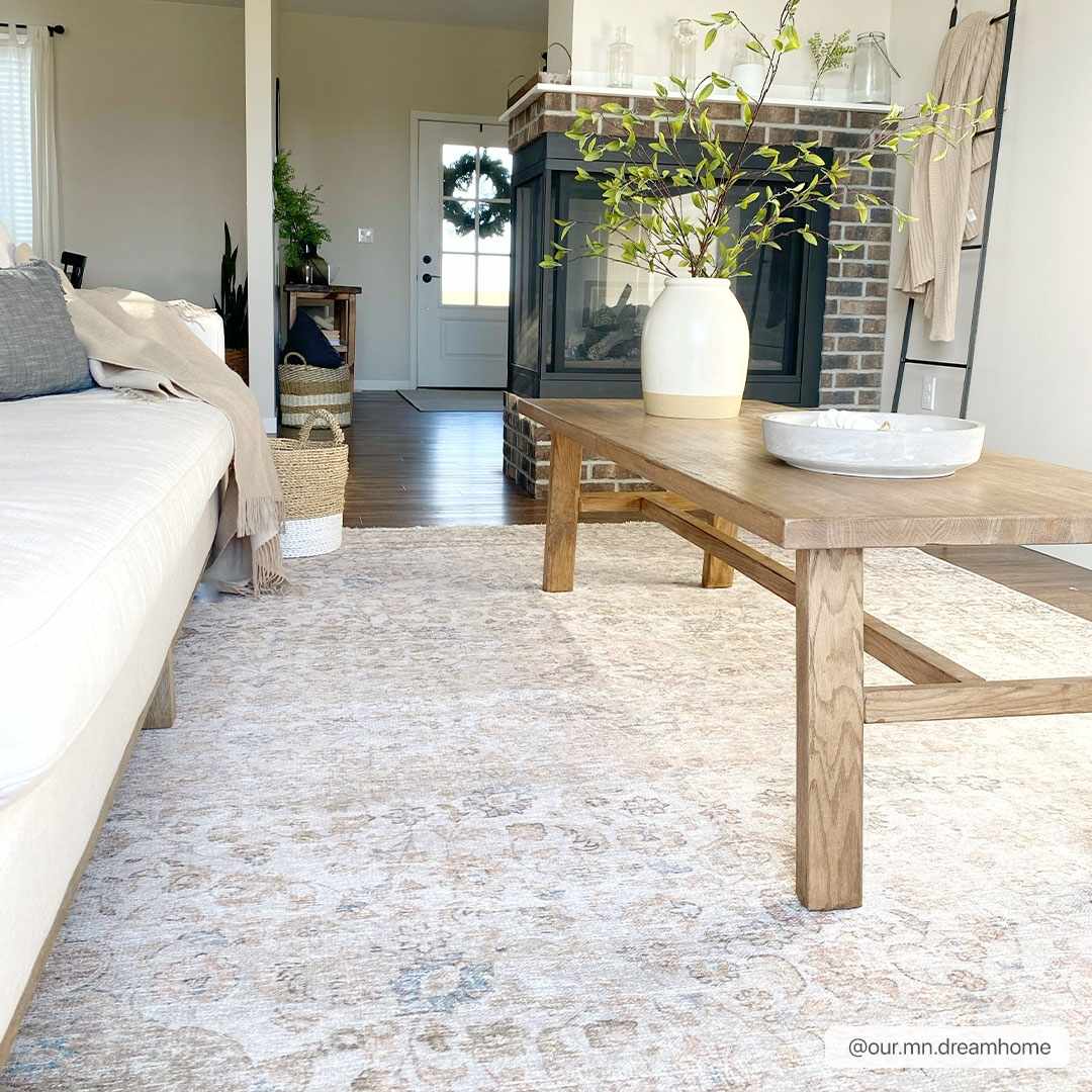 Cream Holi-2301 Washable Area Rug by Boutique Rugs