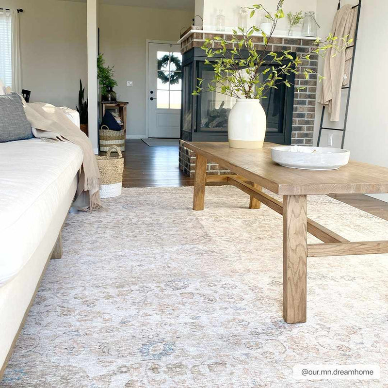 Cream Holi-2301 Washable Area Rug by Boutique Rugs